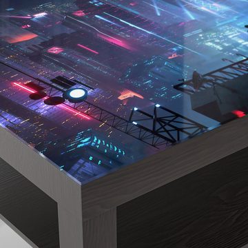 DEQORI Couchtisch 'Cyberpunk Stadt bei Nacht', Glas Beistelltisch Glastisch modern