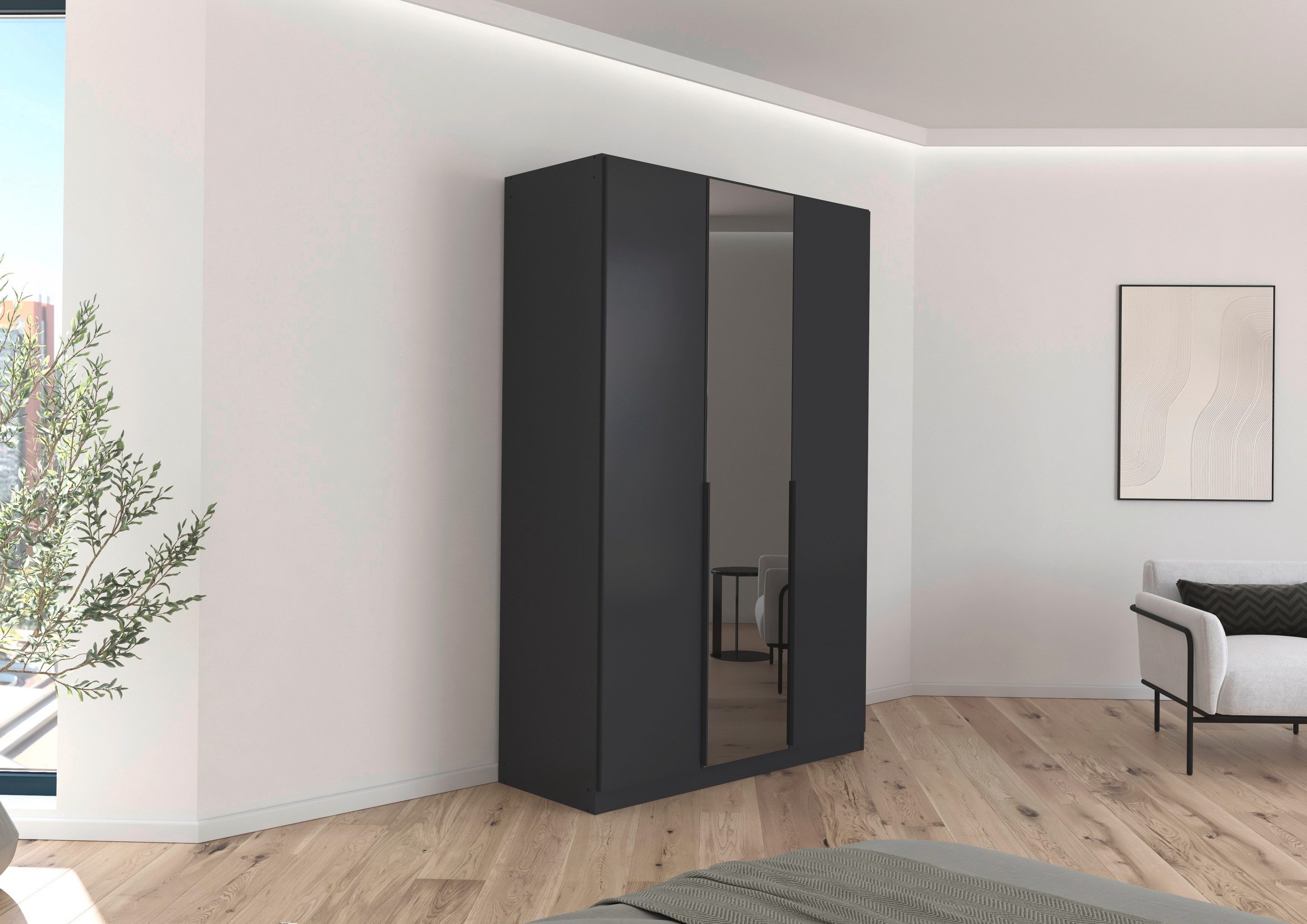 OTTO home Drehtürenschrank Schlafzimmerschrank Kleiderschrank Schrank Garderobe FERRIS (In 3 Ausstattungen BASIC/CLASSIC/PREMIUM, Breiten 136/181/226/271 cm) Mitteltüren mit hochwertigem Grauspiegel MADE IN GERMANY