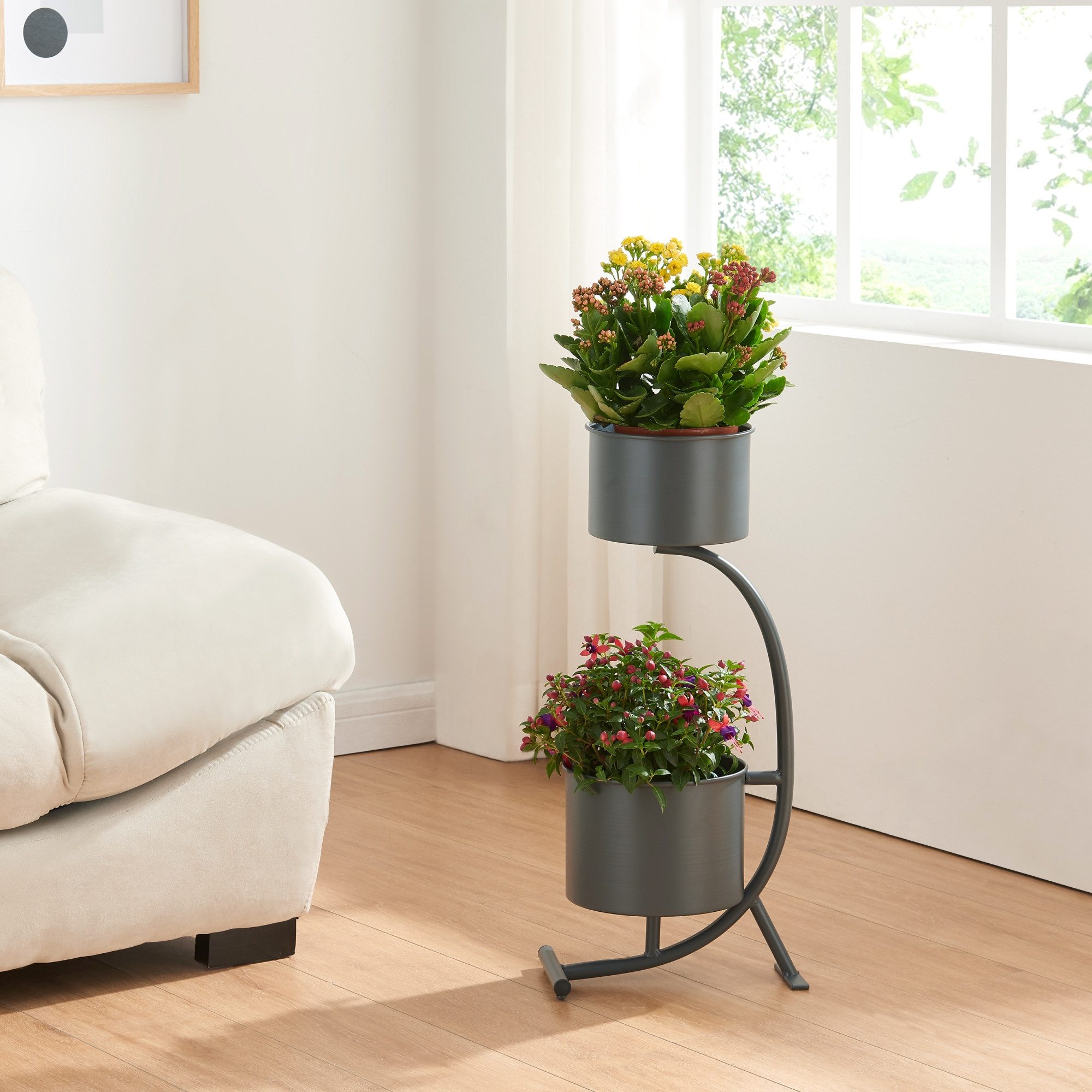 en.casa Blumenständer, »Almelo« mit Pflanzentöpfen 63x29x21cm günstig online kaufen