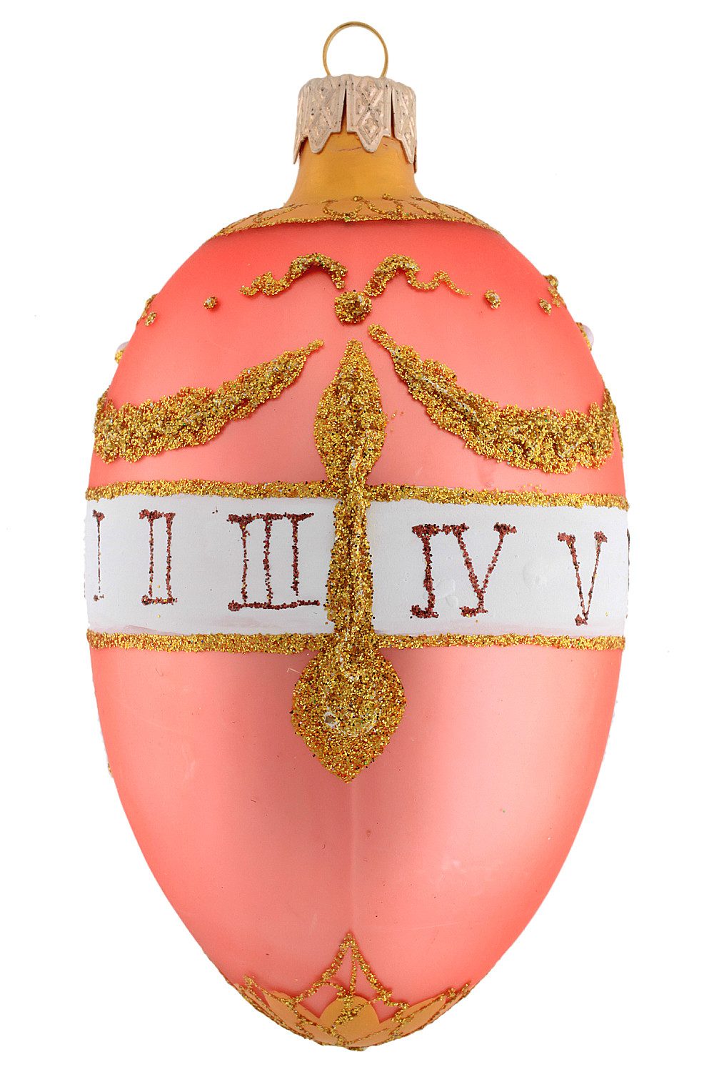 Hamburger Weihnachtskontor Osterhase Ei à la Fabergé "Madonnenlilien" rosa (Set), mundgeblasen - handdekoriert