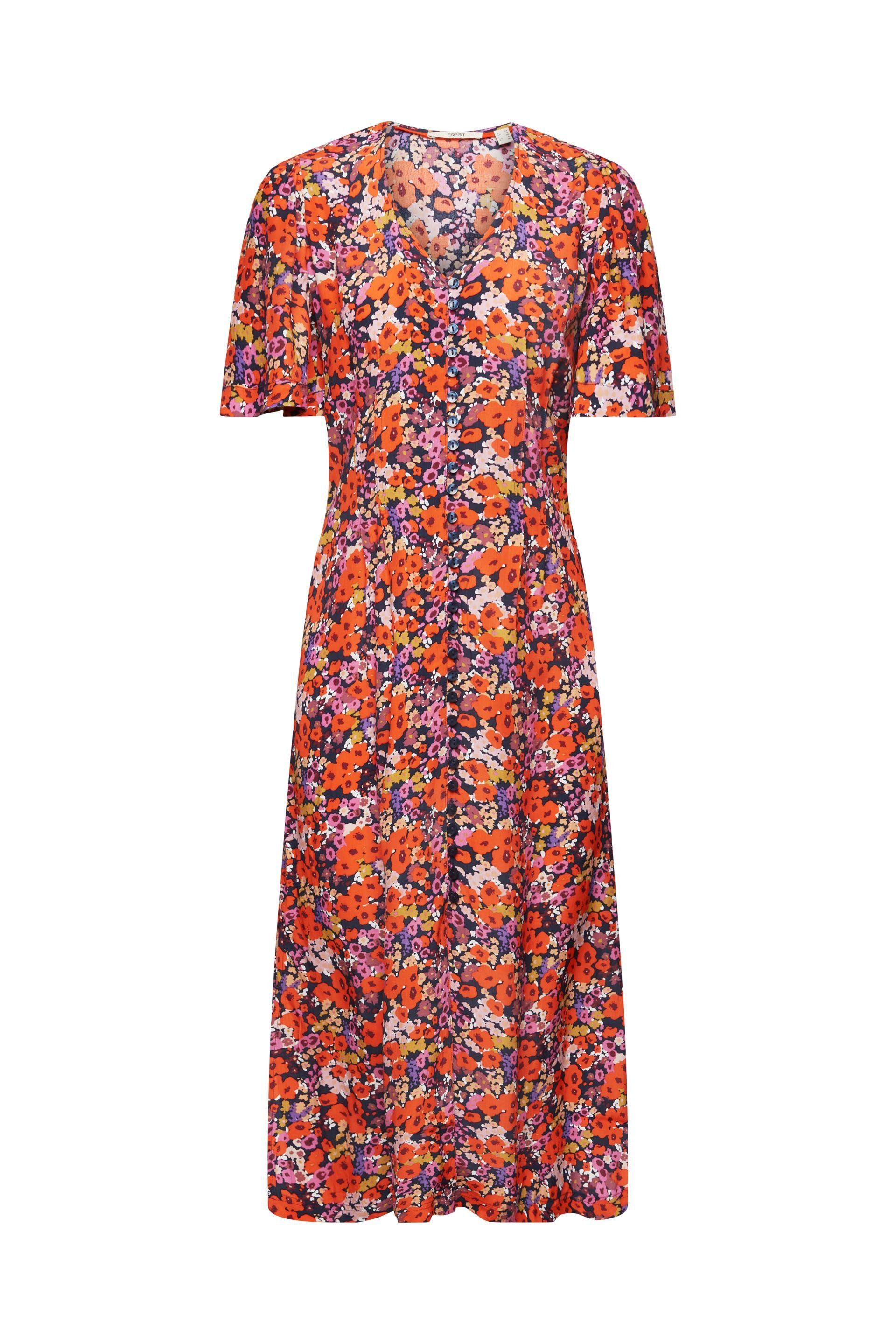 Esprit Midikleid Kurzärmeliges Midikleid mit Blumenmuster