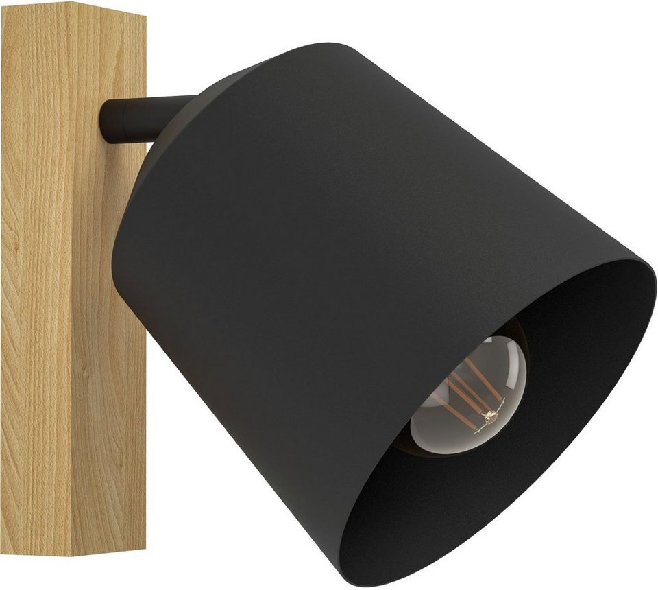 EGLO Deckenspot COTORRO, Leuchtmittel wechselbar, ohne Leuchtmittel,  Deckenspot in braun und schwarz aus Holz, Stahl - exkl. E27 - 25W,  Hochwertige und moderne Leuchte von EGLO Leuchten