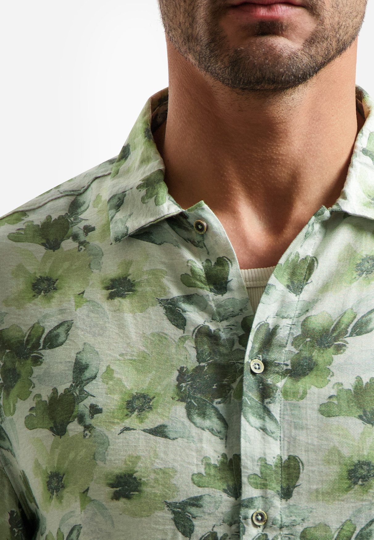 NO EXCESS Kurzarmhemd Shirt Short Sleeve Stretch Allover - No Excess gemustertes Kurzarm Som