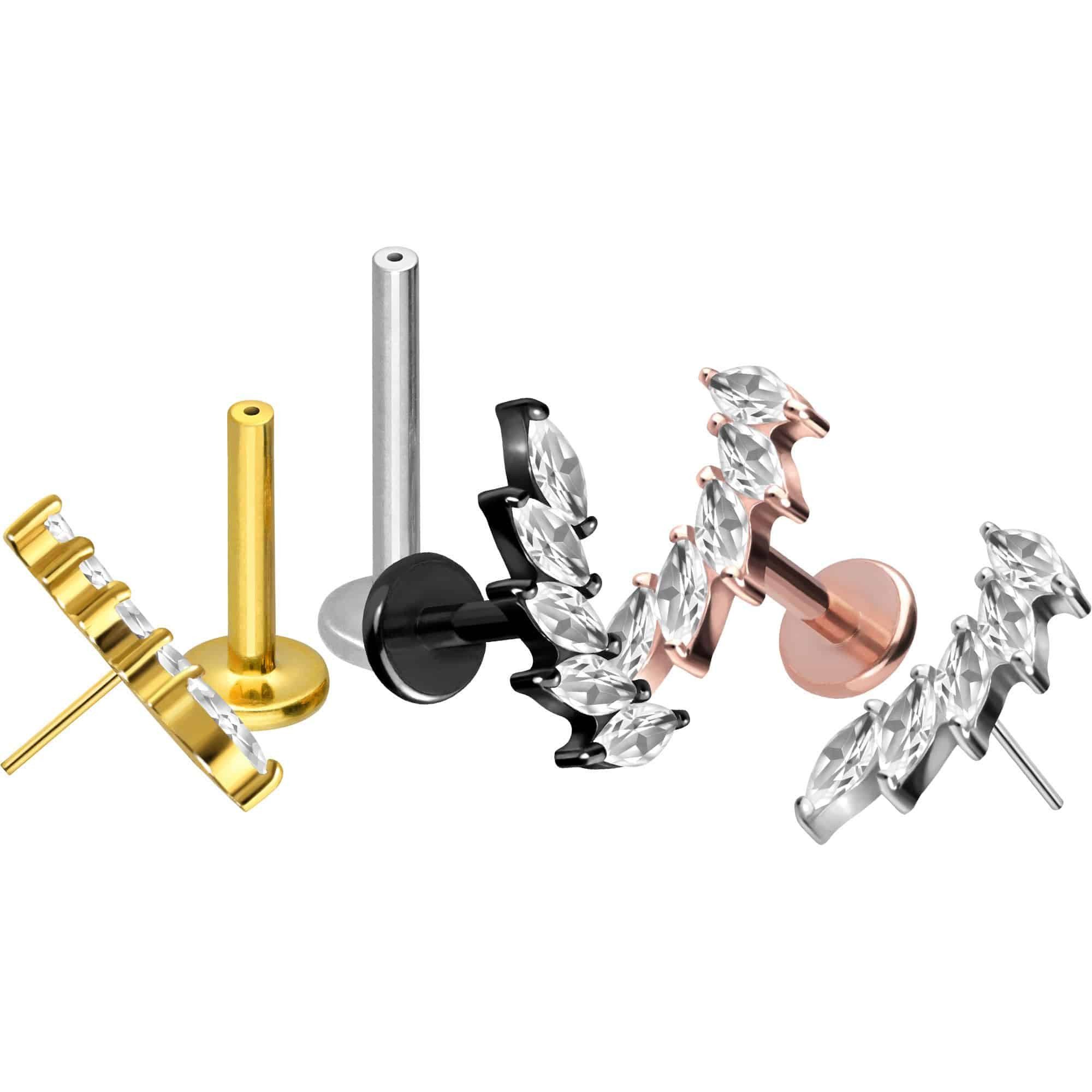 PIERCINGLINE Piercing-Set Titan Labret mit Push Fit 5 EINGEFASSTE KRISTALLT günstig online kaufen