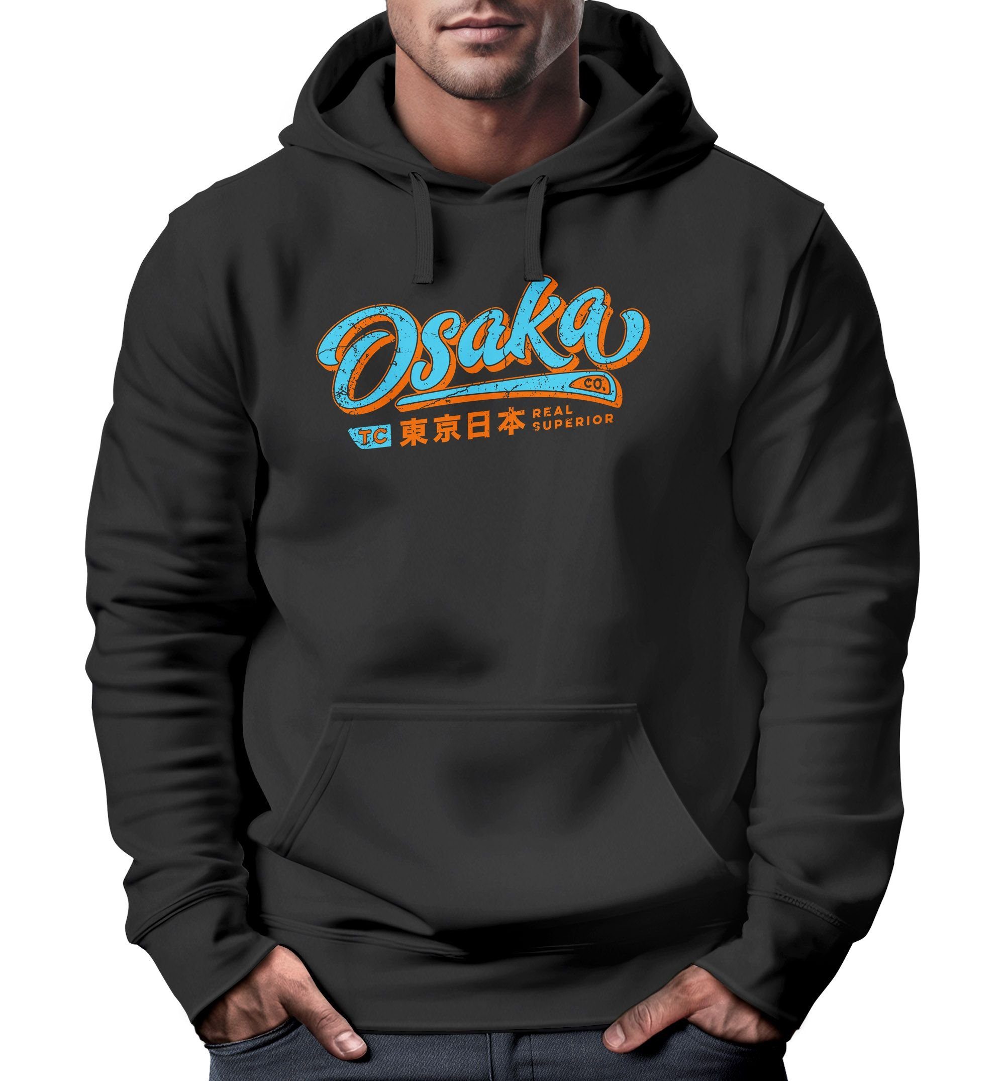 Hoodie Hoodie Herren japanische Schriftzeichen Japan Schriftzug Osaka