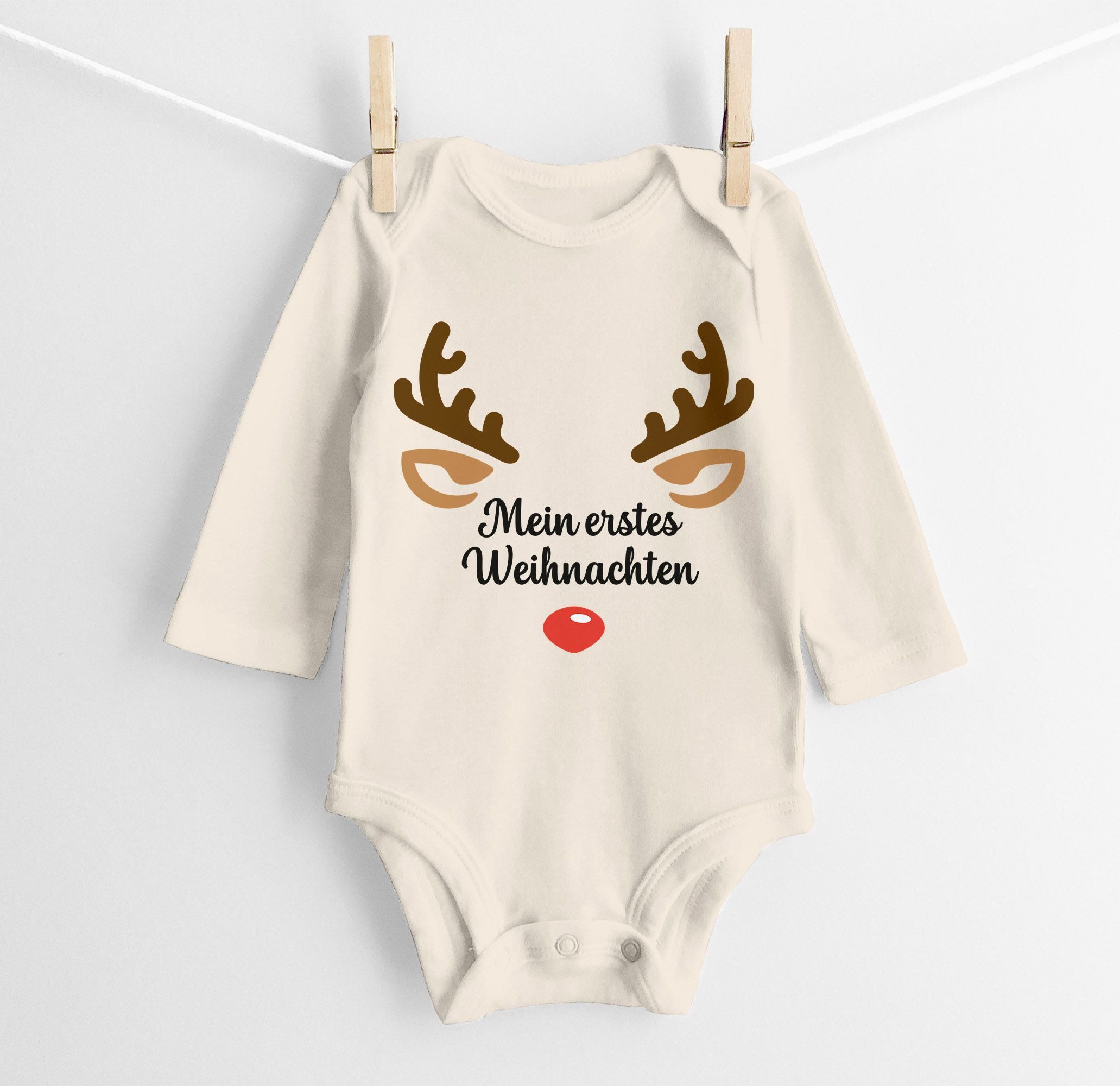 MoonWorks Body Baby Body langarm Weihnachten Rentier Rudolf XMAS Print