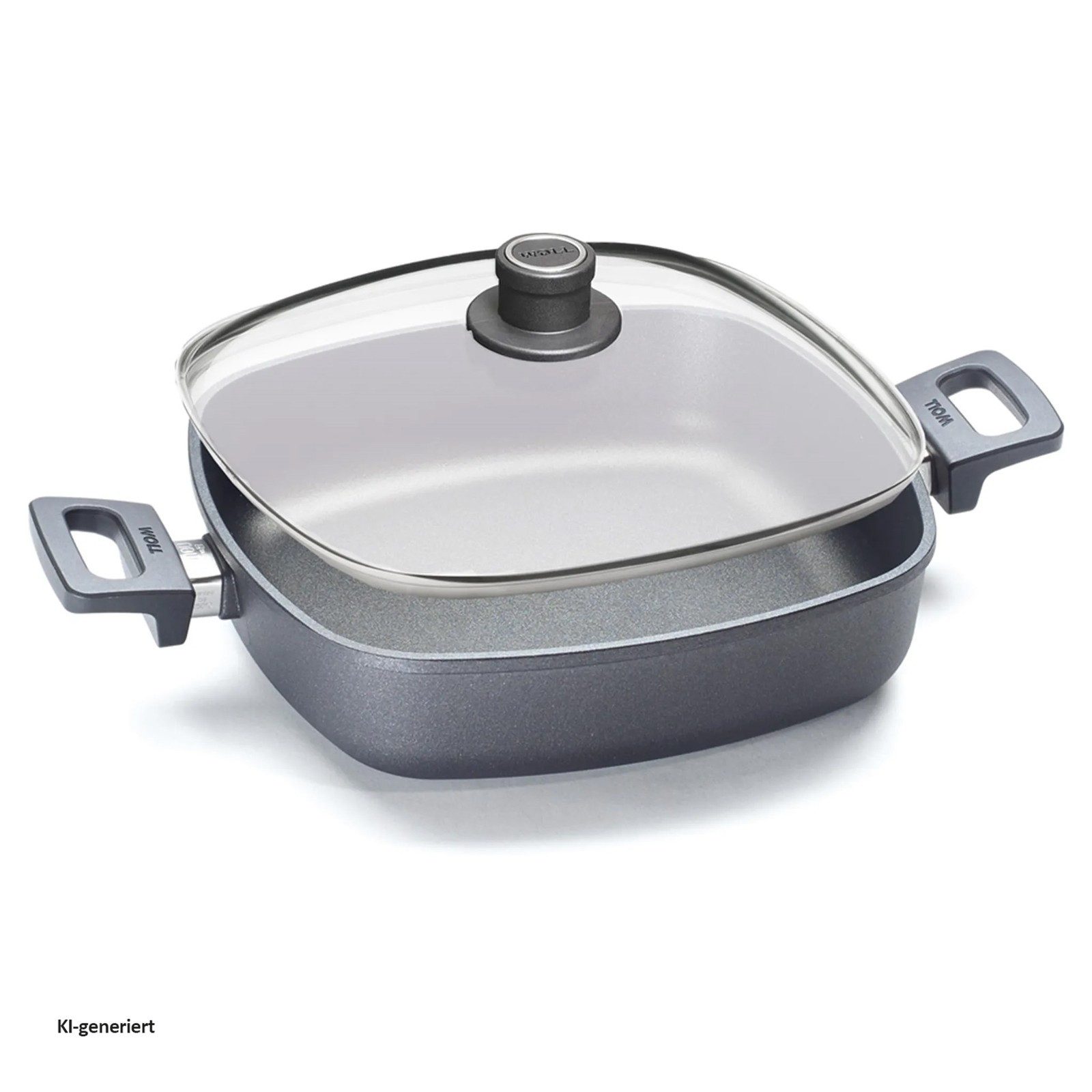 WOLL Servierpfanne Servierpfanne mit Deckel 28 cm Nowo Titanium, Aluguss (Stück, 1-tlg., 1 Servierpfanne mit Deckel), Bratpfanne Viereckpfanne
