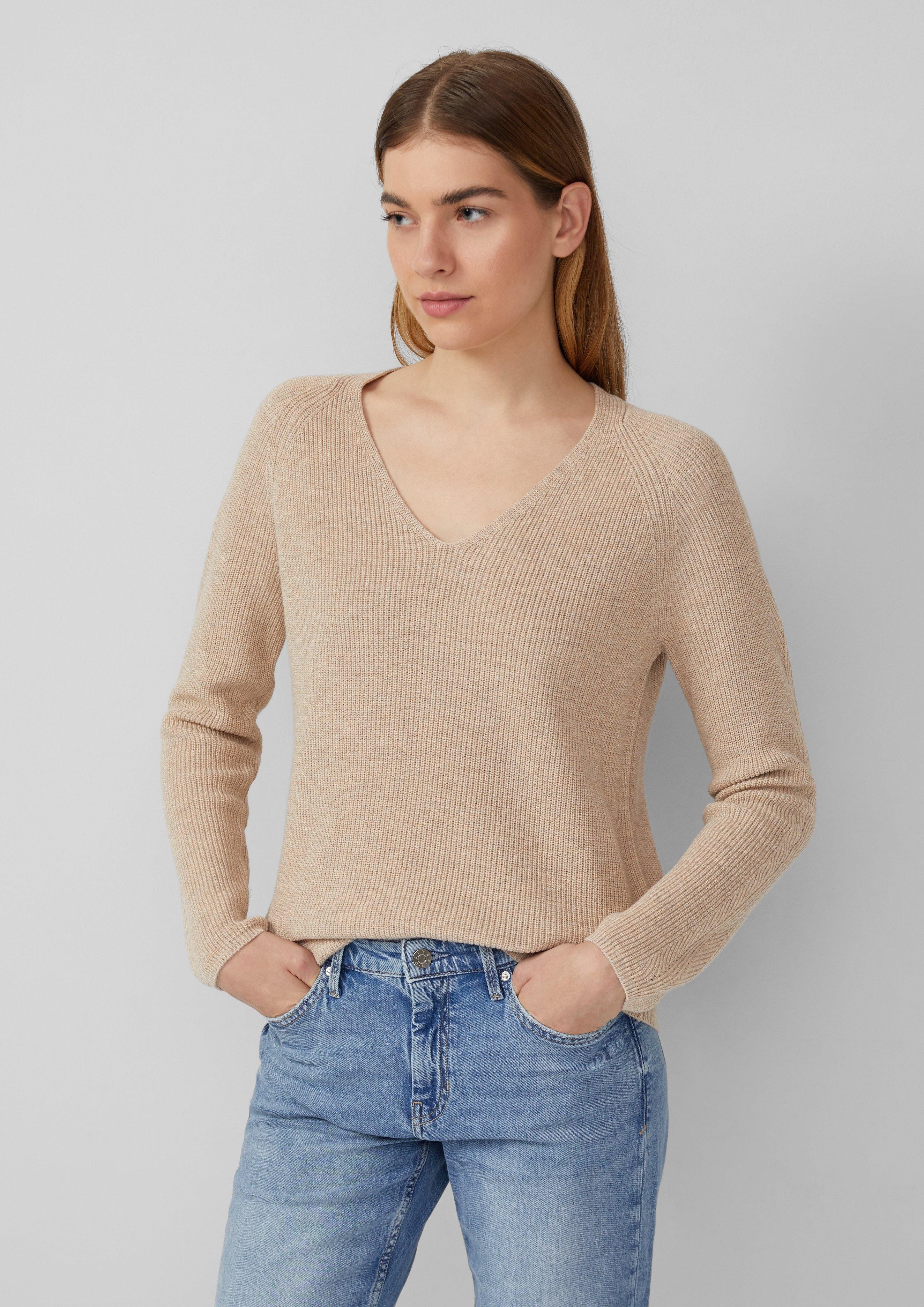 Strickpullover Strickpullover aus Baumwollmix mit V-Ausschnitt