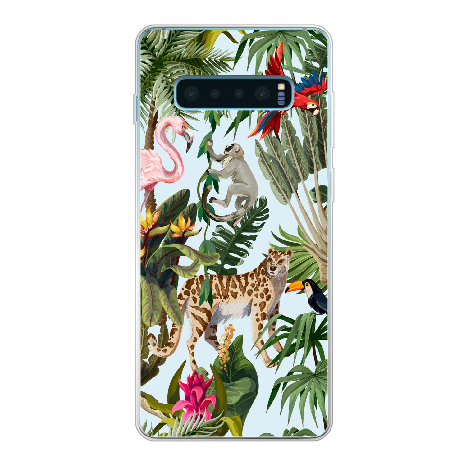 MuchoWow Handyhülle für Samsung Galaxy S10 Plus Dschungel - Tiere - Mädchen - Kinder - Jun, Phone Case, Silikon, Schutzhülle Dünn