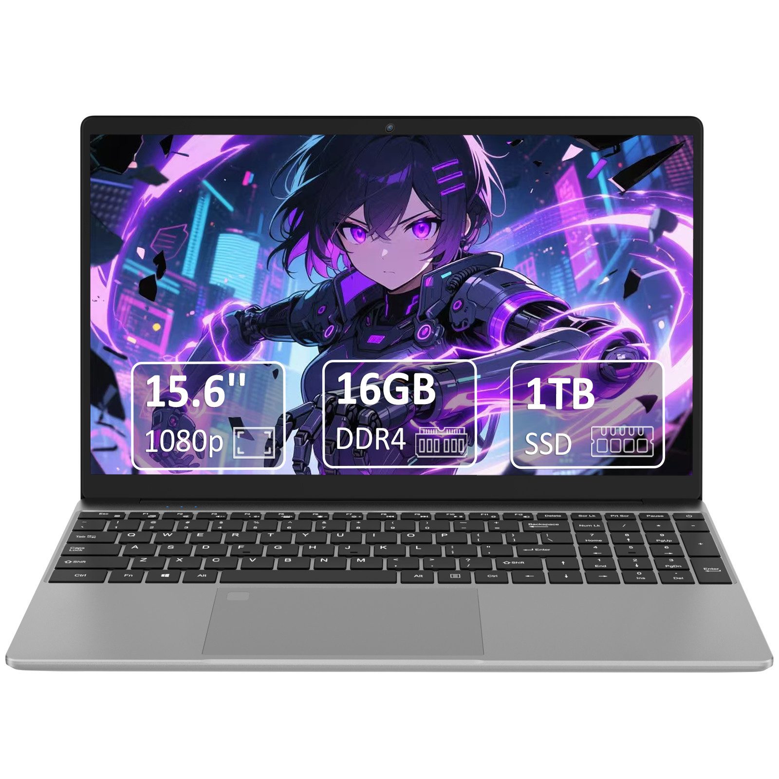 Molegar 15,6 Zoll Laptop, 16GB DDR4 1TB SSD, Intel N95 Quad-Core (bis 3,4GHz) Notebook (39,62 cm/15.6 Zoll, Intel Intel Alder Lake N95, Intel UHD Grafik (Alder Lake), 1024 GB SSD, 44WH Akku, WiFi/BT & Backlit-Tastatur + Webcam/USB 3.0)