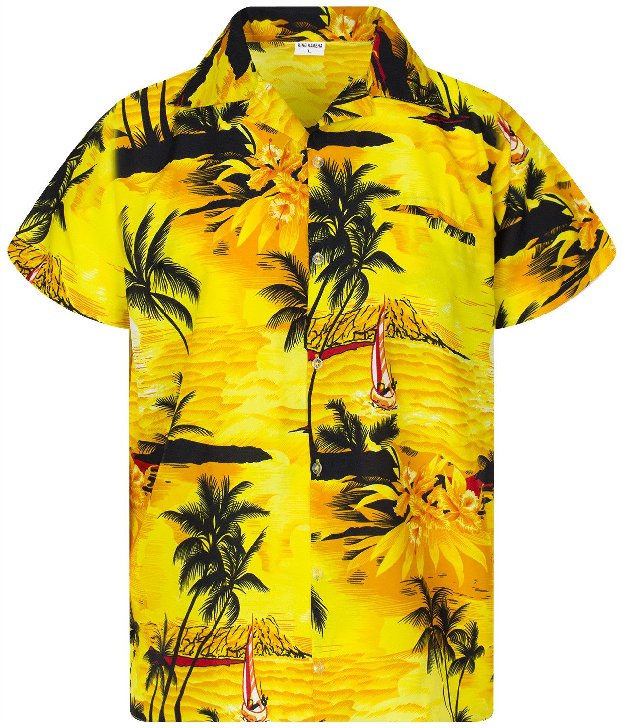 King Kameha Hawaiihemd Surf Funky Hawaii-Hemd Herren Kurzarm Front-Tasche S günstig online kaufen