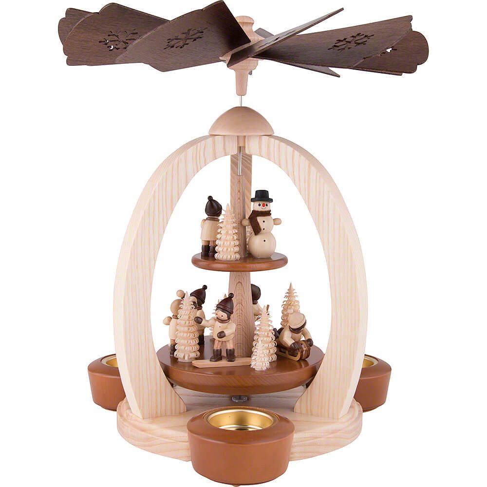 Erzgebirge-Palast Weihnachtspyramide 2-stöckige Pyramide Winterkinder - Exklusiv (30cm) von Erzgebirge-Pala