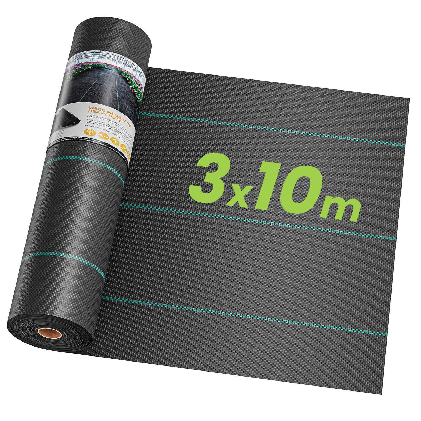 OUNUO Unkrautvlies 90g/m² Unkrautvlies Gartenvlies Unkrautfolie 3m breit, 3x10 Meter Rolle