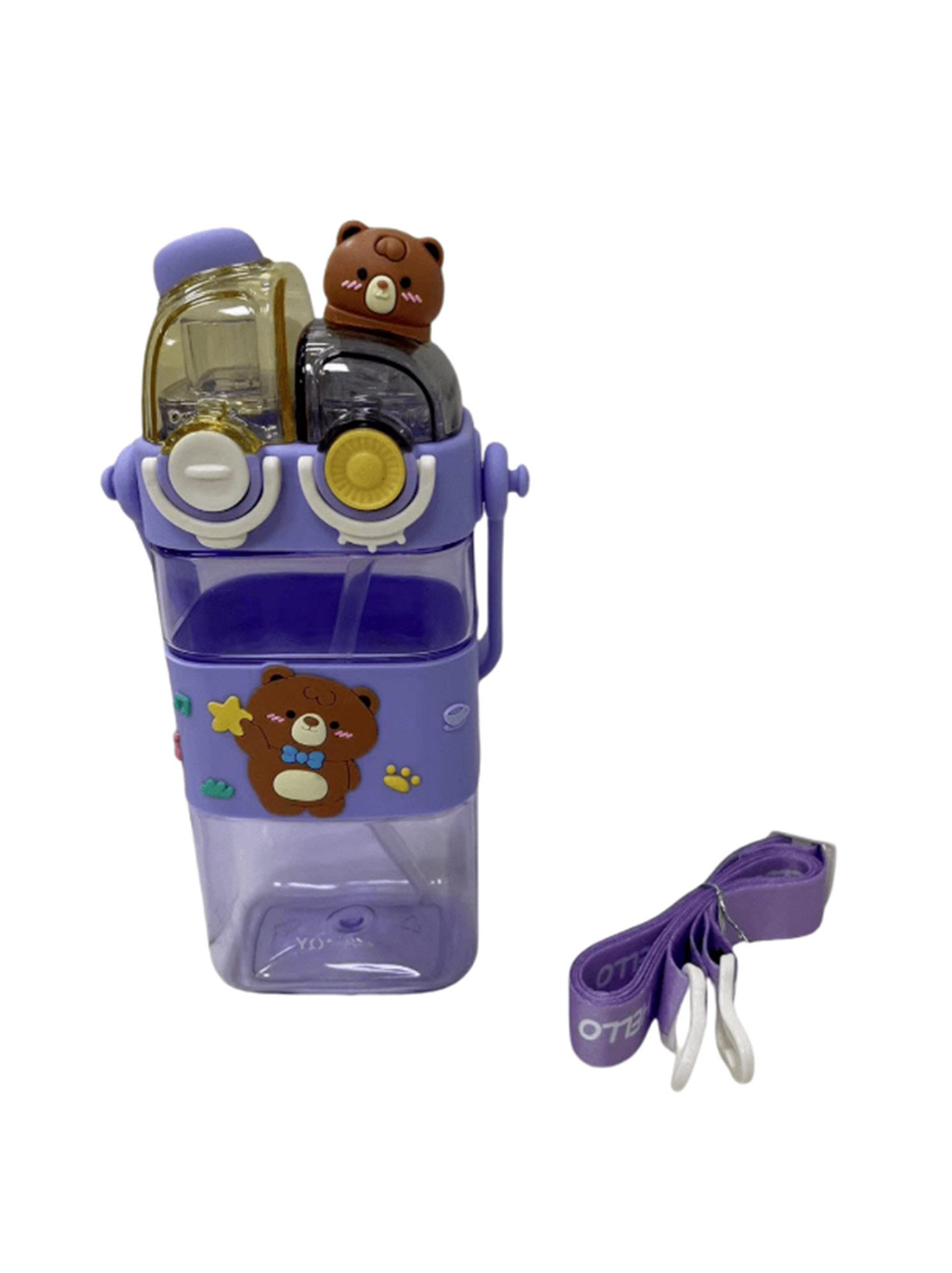 ibettertec Trinkflasche Wasserflasche, Kinder Wasserflasche, Trinkflasche, Kawaii Bären-Cartoon-Motiv, für Kinder geeignet, 580 ml Füllvolumen