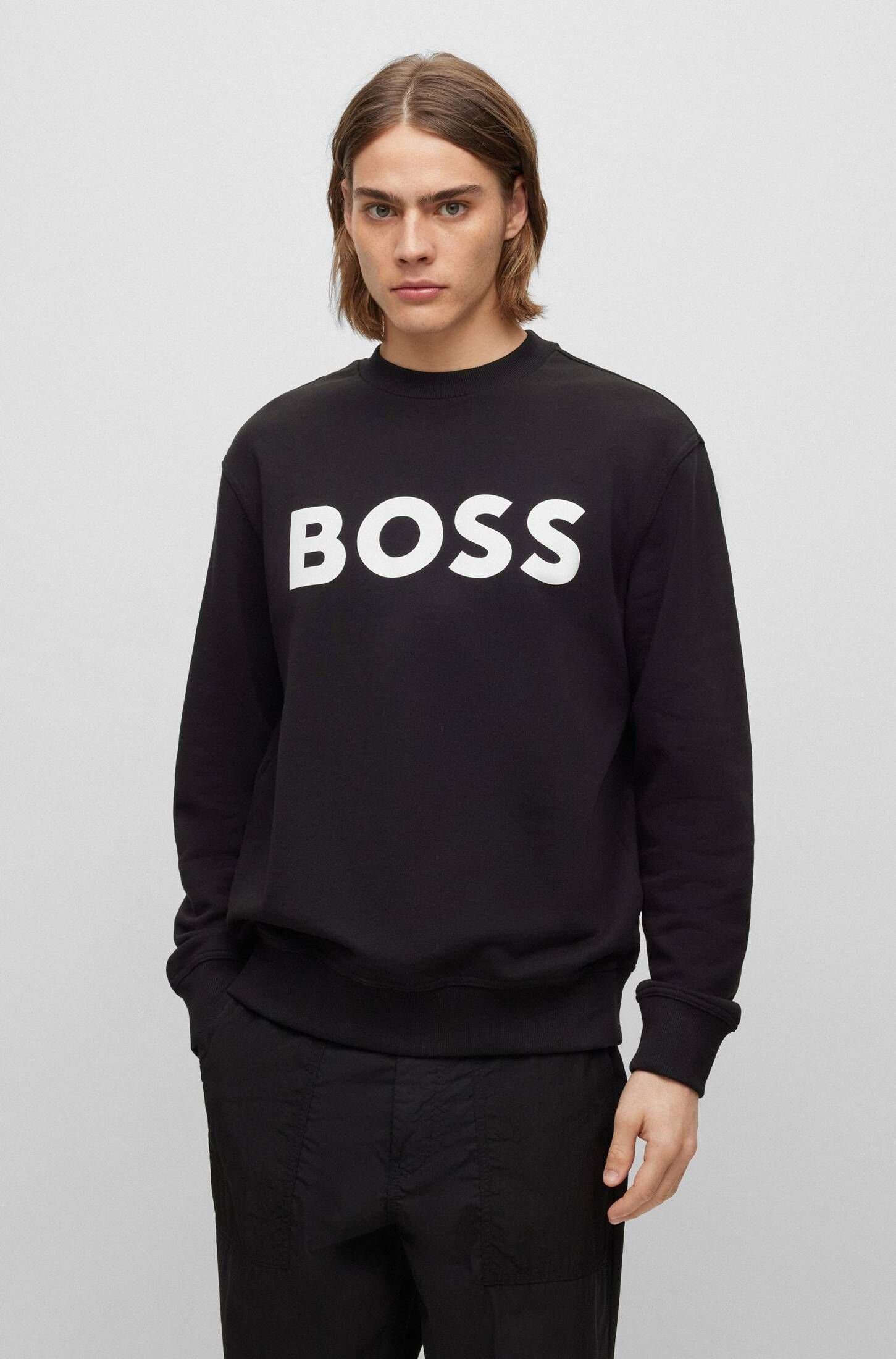 Herren (1-tlg) Sweatshirt BOSS WEBASICCREW Fit schwarz Sweatshirt Relaxed HUGO (15)