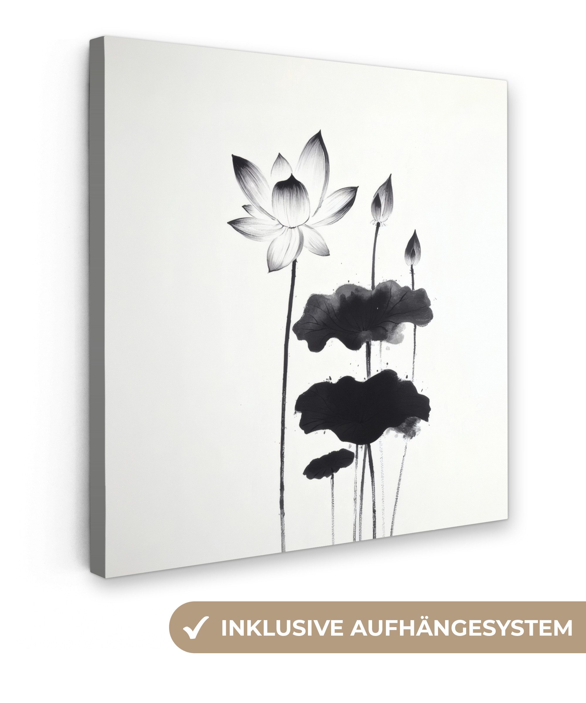 OneMillionCanvasses® Leinwandbild Blätter - Schwarz - günstig online kaufen