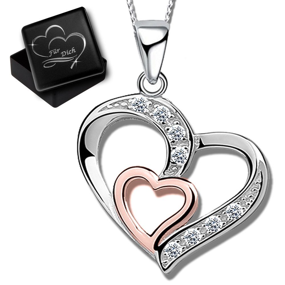 Limana Herzkette »Herz Anhänger mit Kette echt 925 Sterling Silber«,  Damenkette Frauen Halskette online kaufen | OTTO