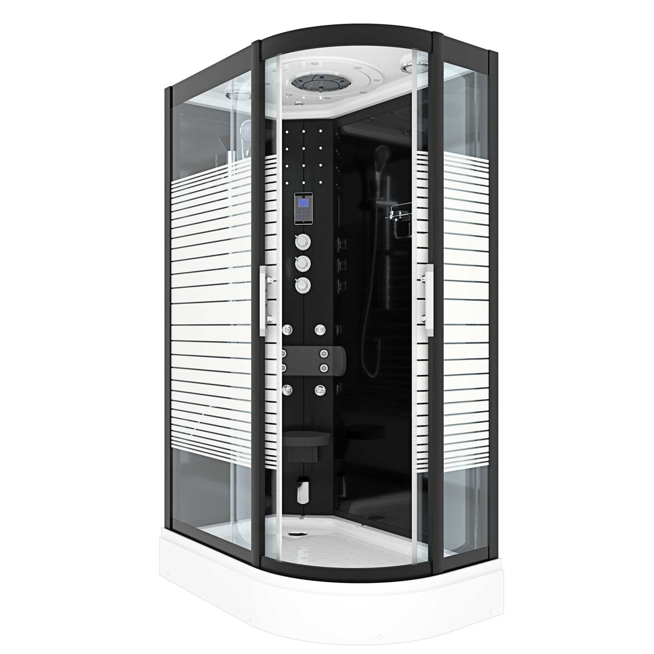 AcquaVapore Dampfdusche Dampfdusche Dusche D30-73M3R Schwarz 80x120, Sicherheitsglas ESG