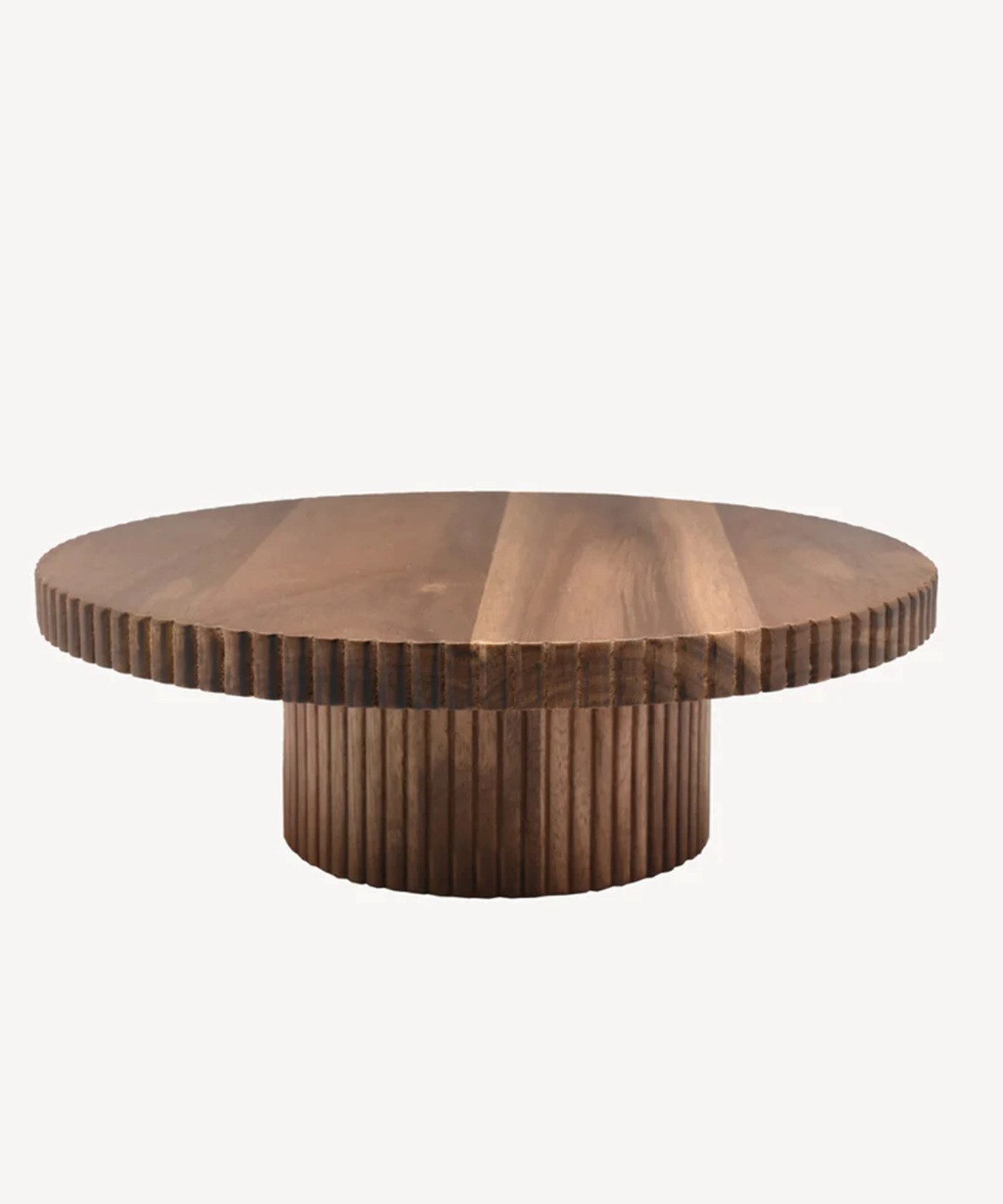 COFI 1453 Servierplatte Akazie Stripe, Akazienholz, (1-tlg), Tortenplatte mit Fuß aus Akazienholz, ø30 x 10 cm