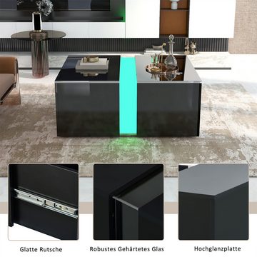autolock Couchtisch Moderner Hochglanz Couchtisch,Sofa Ablagetisch für Wohnzimmer, MIT LED-LEUCHTEN