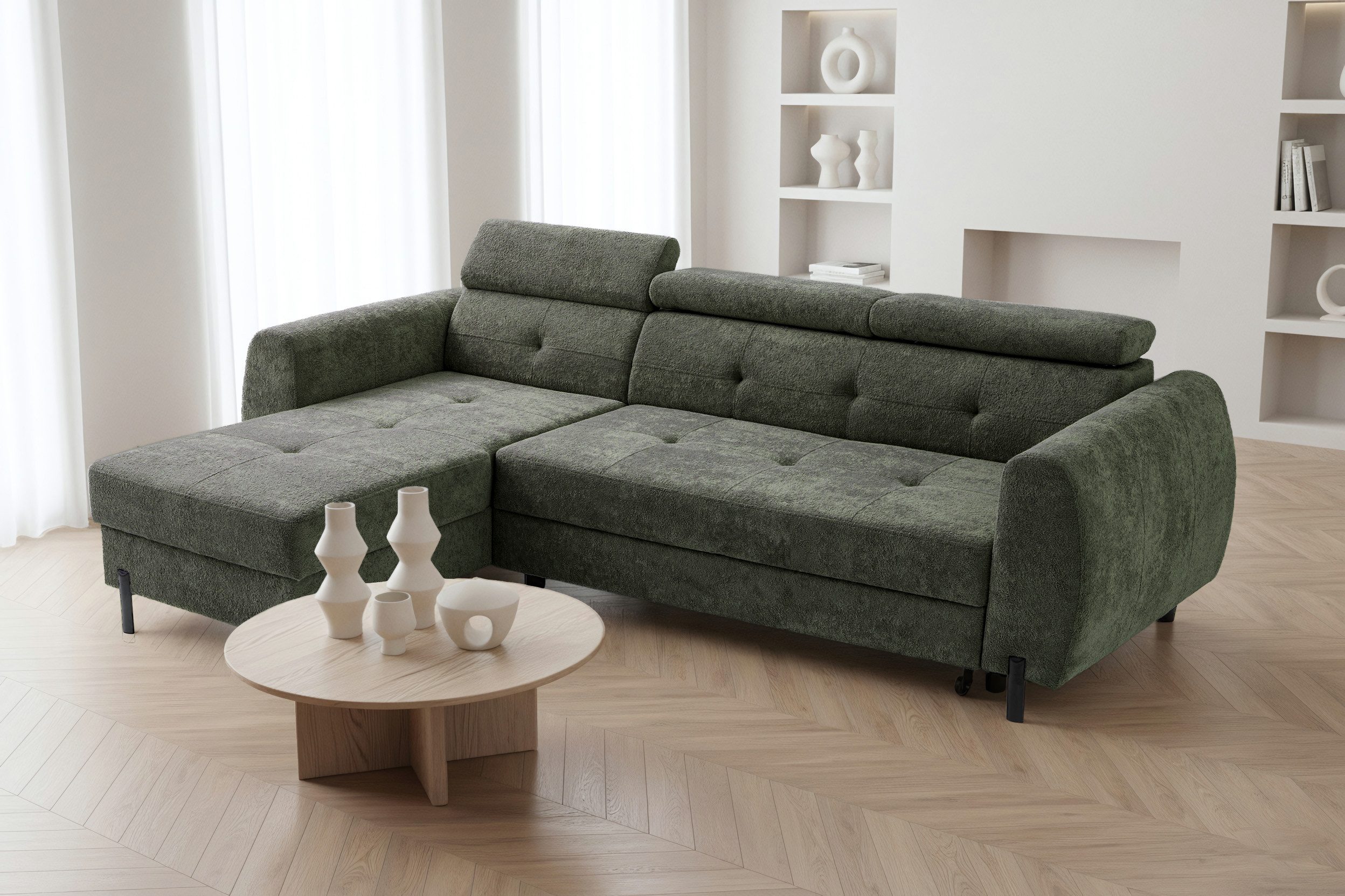 NEXT COLLECTION Ecksofa VALT, Universeller Aufbau, mit verstellbare Kopfstützen, Schlaffunktion mit 130x210 cm Liegefläche, mit Schlaffunktion und verstellbaren Kopfstützen B:45/T:160/H:90 cm