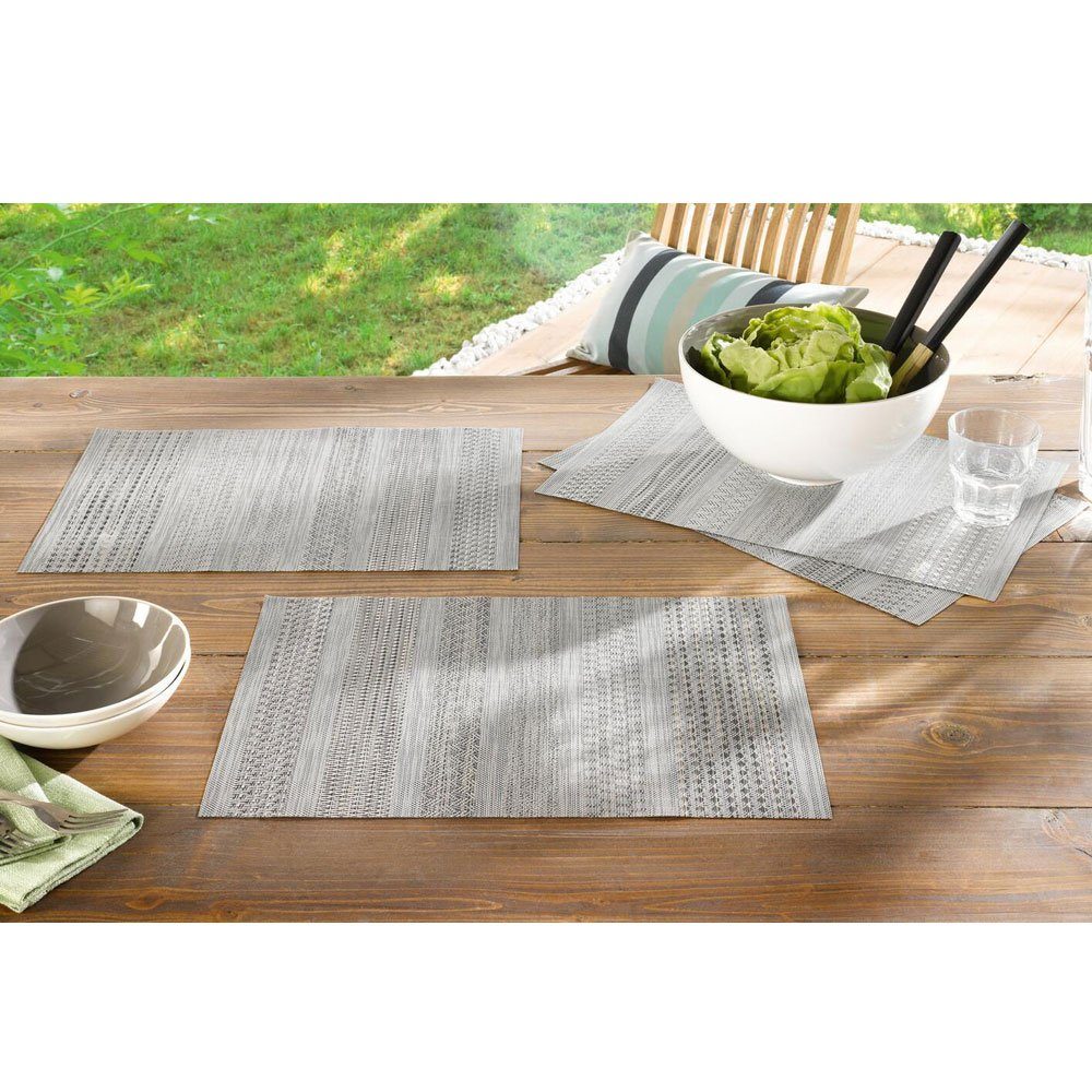 Grau Set strukturiert Abwischbar Platzset, 4x Platzmatte Platzdeckchen, Tisch