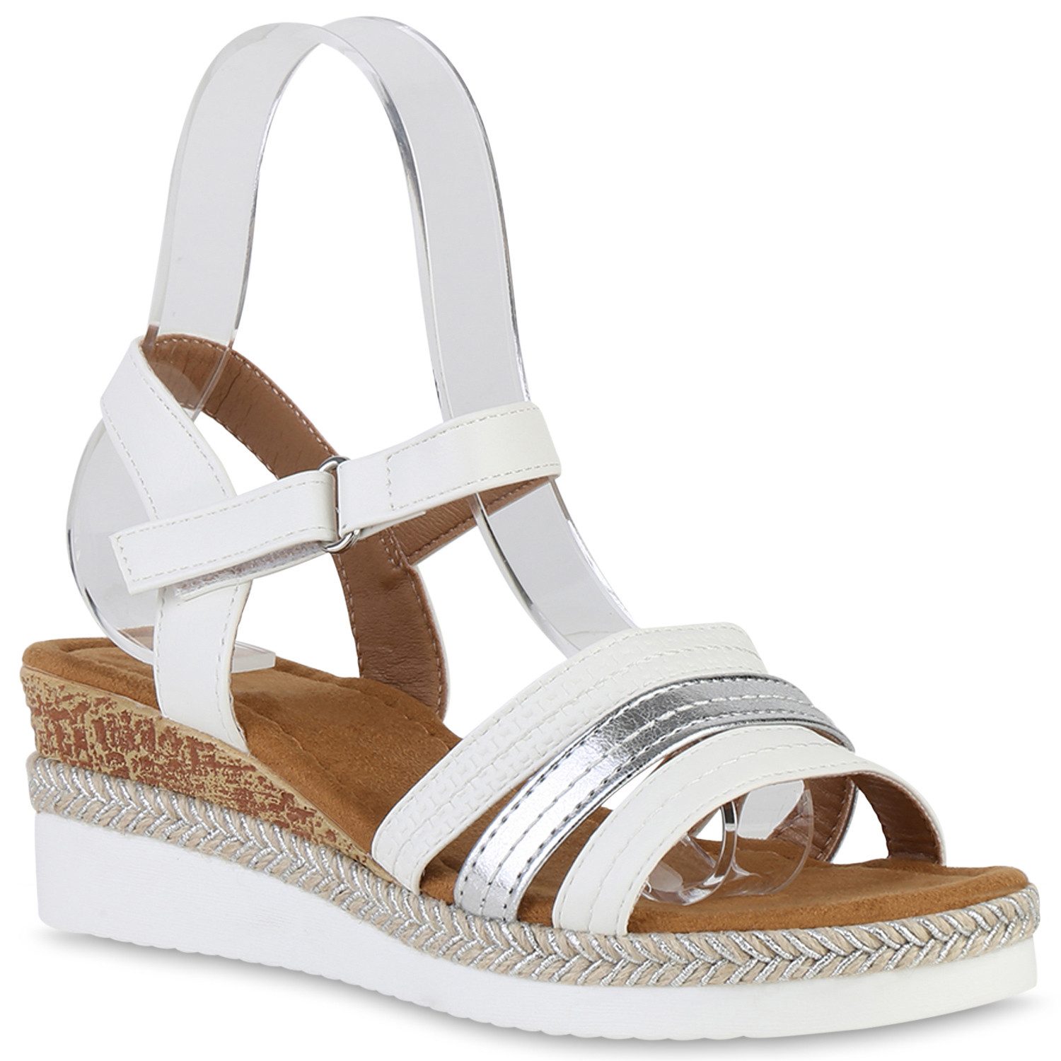 VAN HILL 840276 Keilsandalette Damen Сандалеты Keilsandaletten Metallic Profil-Sohle