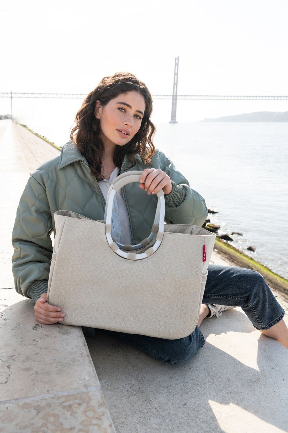 REISENTHEL® Einkaufsshopper LOOPSHOPPER L, Sandfarben, Polyester, 25 l, Aluminium, Wasserabweisend