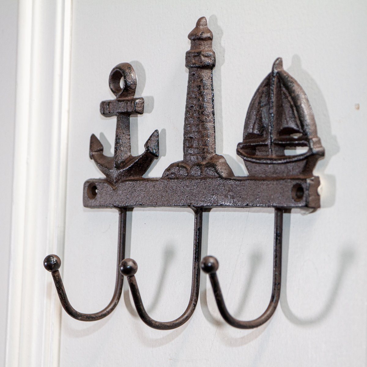 Antikas Wanddekoobjekt Flurgarderobe, 3 Haken, Maritim, Eisen, Braun