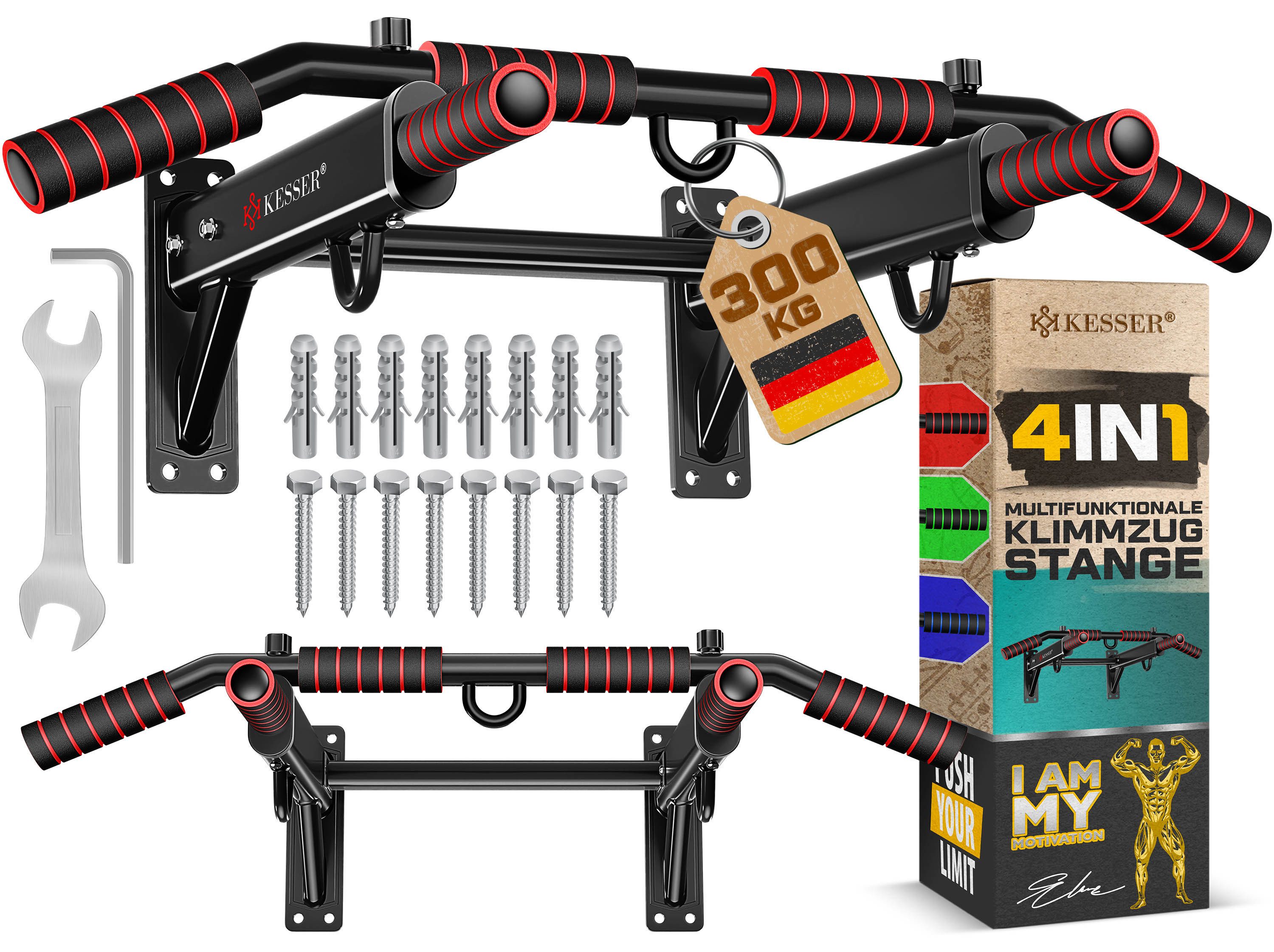 KESSER Klimmzugstange, 4in1 Klimmzugstange zur Wandmontage rutschfesten Griffen