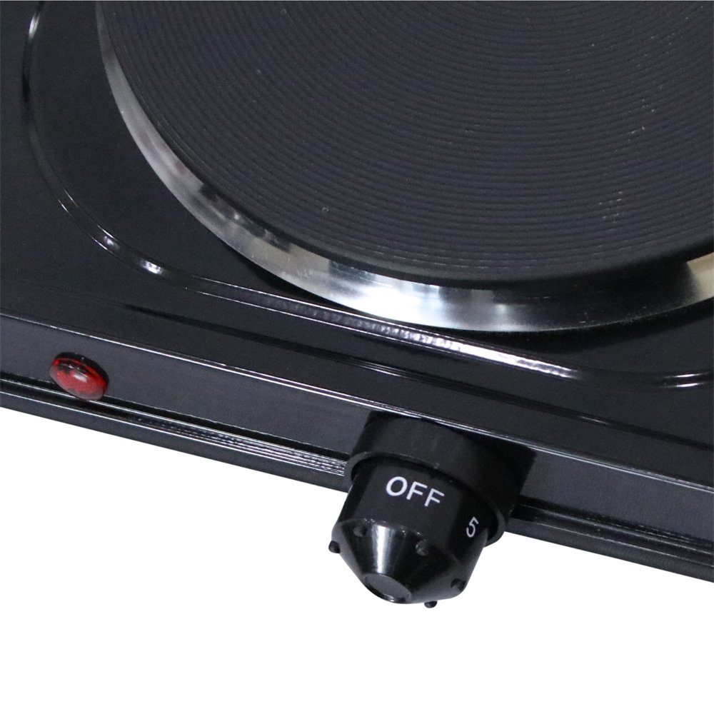 Melko Doppelkochplatte Doppel-Kochplatte Camping Kochfeld elektrisch Doppel Herdplatte, Flamme 5-fach stufenlos regulierbar durch Drehknopf