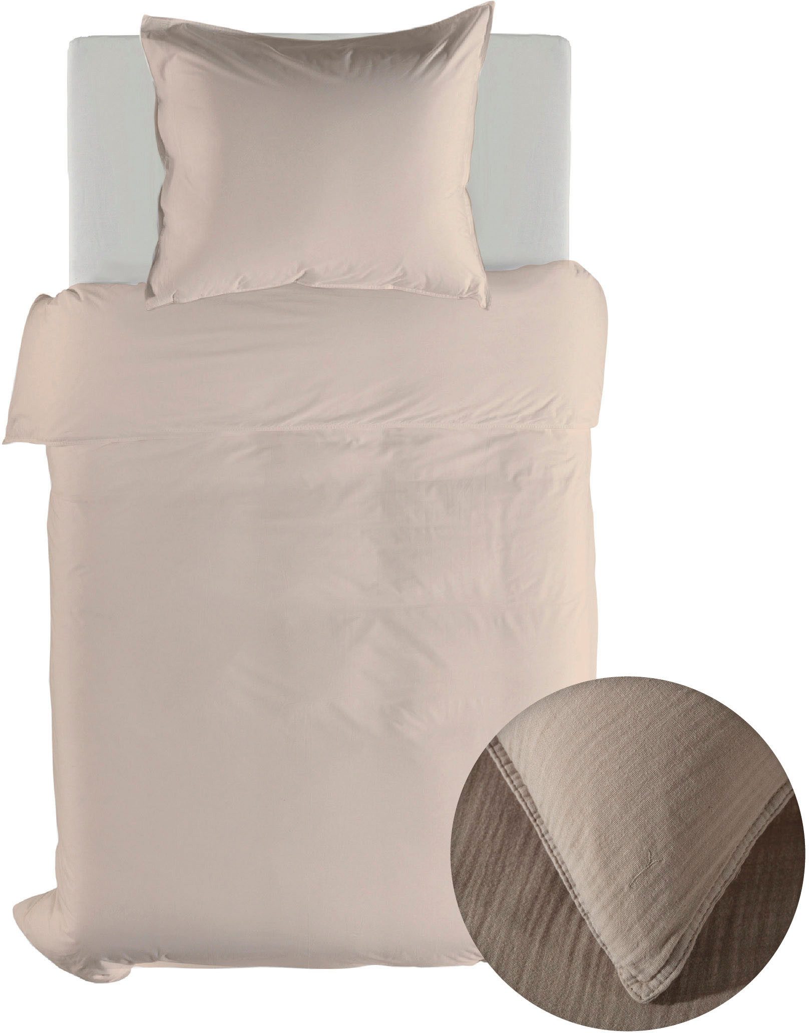 YELLOW Bettwäsche Suite-Guadeloupe, Musselin, 2 teilig, Uni Design, 100% Baumwolle ab 135x200 cm.