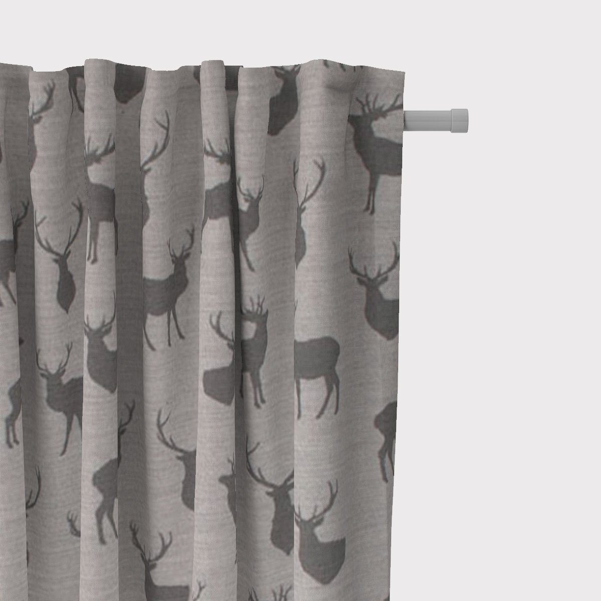 SCHÖNER LEBEN. Vorhang SCHÖNER LEBEN. Vorhang Jacquard mit Hirschen hellgrau grau 245cm, Smokband, blickdicht, Jacquard, handmade
