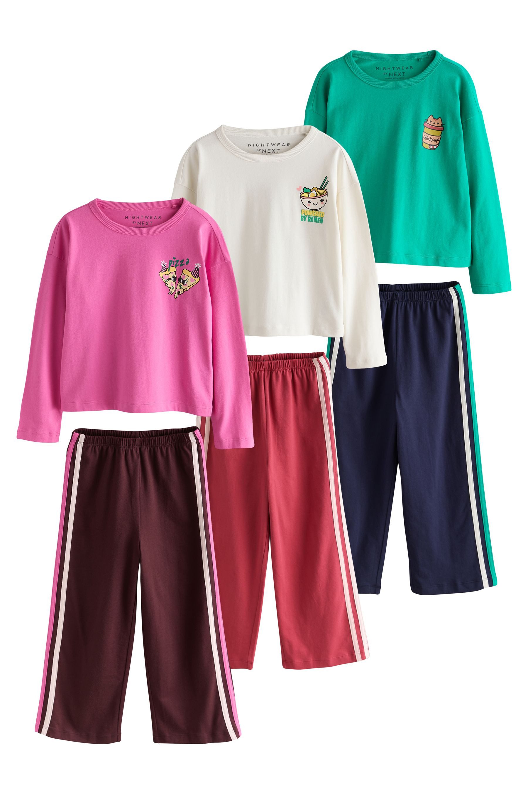 Next Pyjama Schlafanzug mit weitem Bein, 3er-Pack (6 tlg)