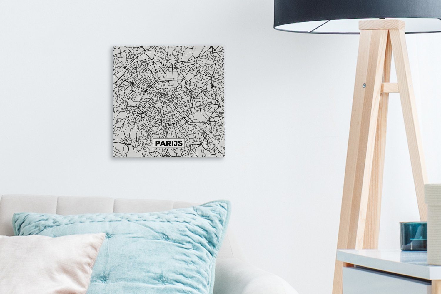 - Leinwand (1 Karte, St), und - Bilder - Leinwandbild OneMillionCanvasses® Stadtplan weiß Wohnzimmer Paris für Schwarz Schlafzimmer