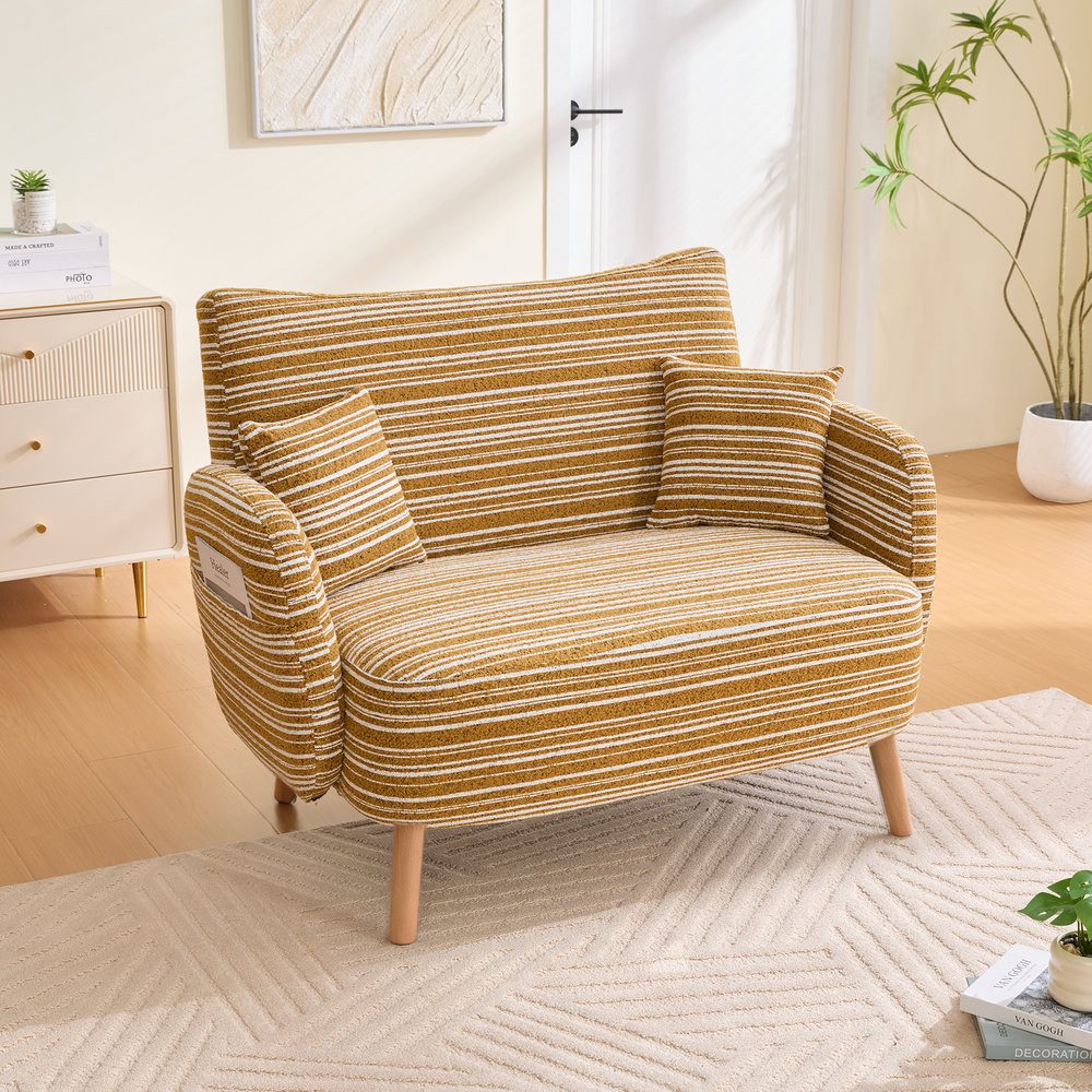 Odikalo XXL-Sessel Moderner Sessel bequemer Lesesessel (Zweisitzer-Sofa im Stil, mit superbequemen Armlehnen, Armlehnenkissen und Aufbewahrungstasche, tiefes Zweisitzer-Sofa, komfortables modernes Sofa für Schlafzimmer, kleine Räume)