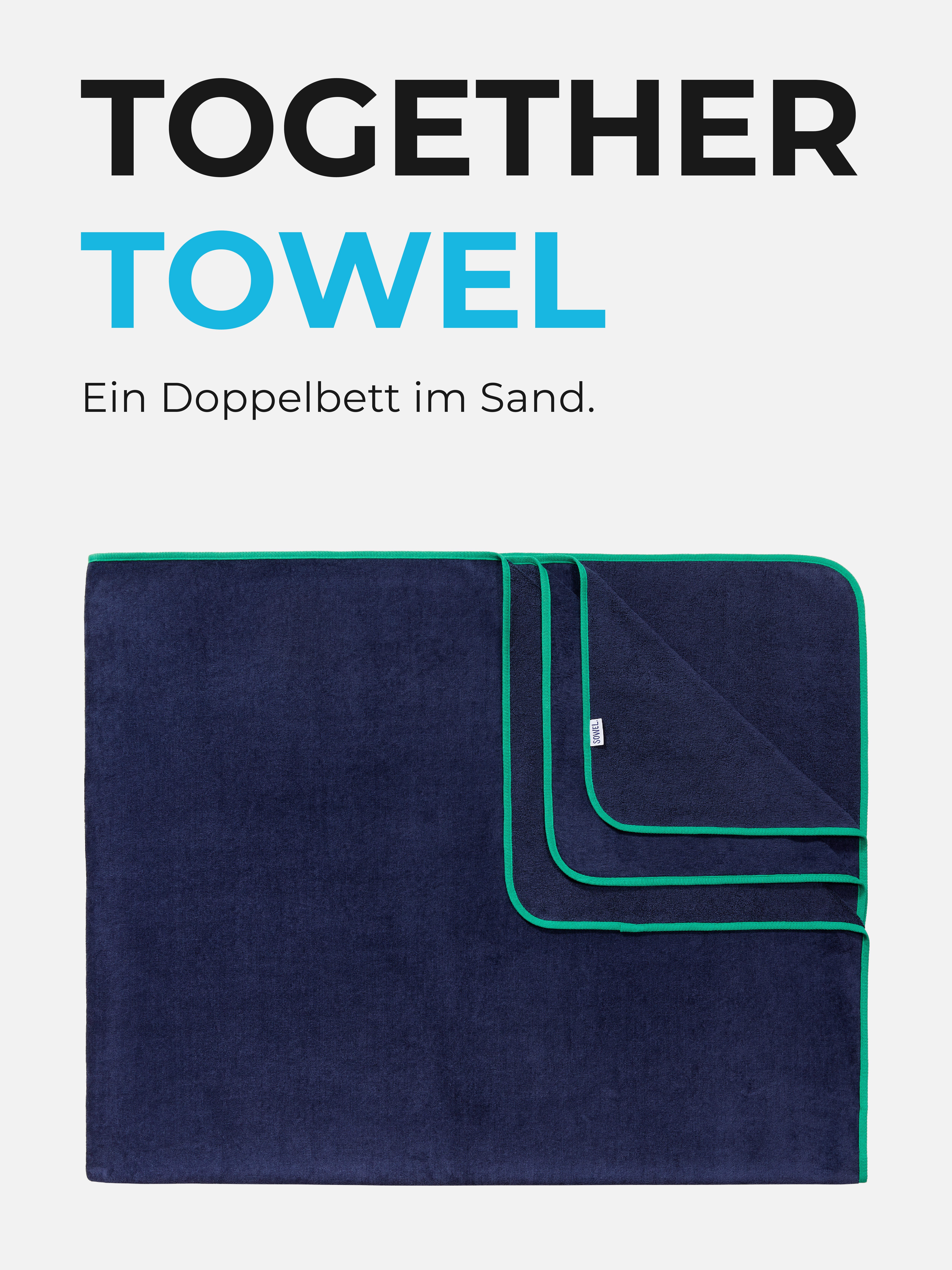Sowel Strandtuch XXL - Together Towel -, 200x160 cm, Badetuch, 100% Bio-Baumwolle, Flauschig