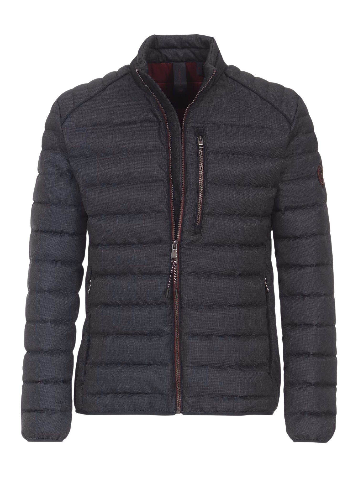 Jacke Steppjacke mit Kurze Steppjacke graues Dunkelblau CASAMODA Stehkragen und (1-St)