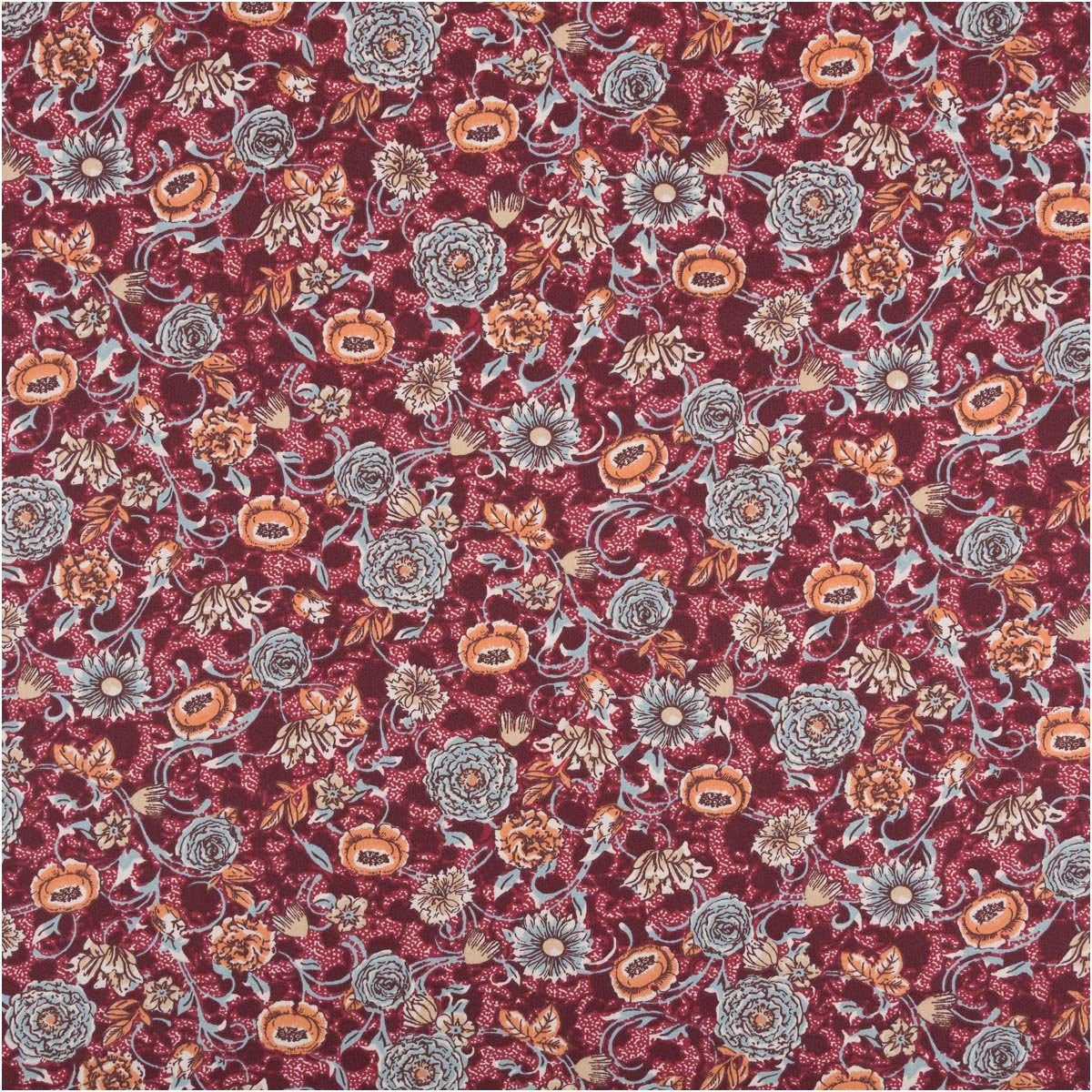 SCHÖNER LEBEN. Stoff Baumwollstoff Meterware Popeline Sveta Blumen bordeauxrot 145cm, allergikergeeignet