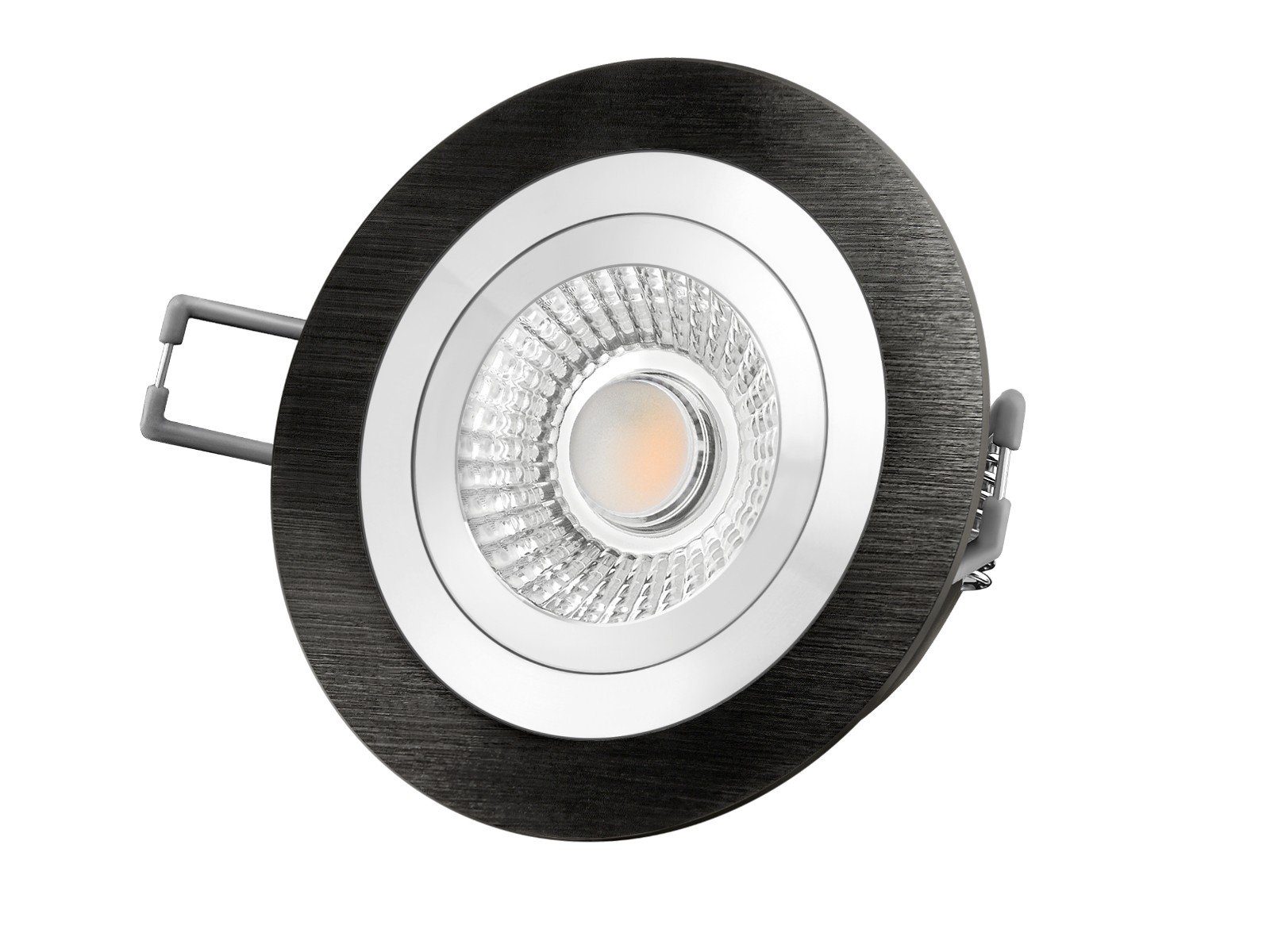 SSC-LUXon LED Einbaustrahler RF-2 LED-Einbauspot rund flach Alu schwarz schwenkbar mit LED-Modul, Warmweiß