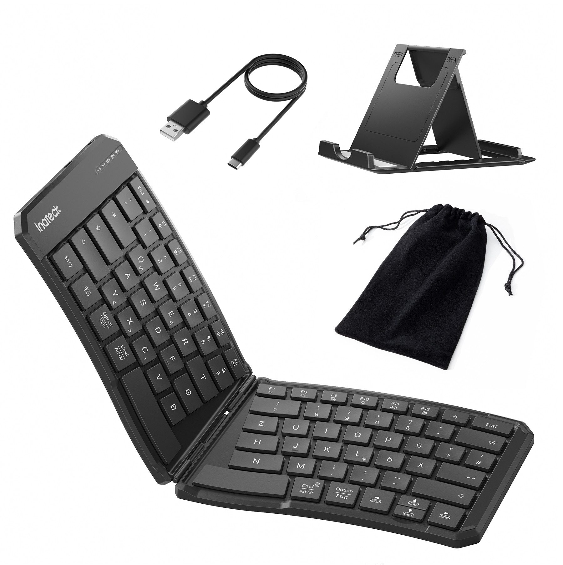 Inateck Faltbare Tastatur Ergonomische, Dual-Fold Magnetic, mit 3 BT Wireless-Tastatur (für Windows, iPad OS, Android, iOS)