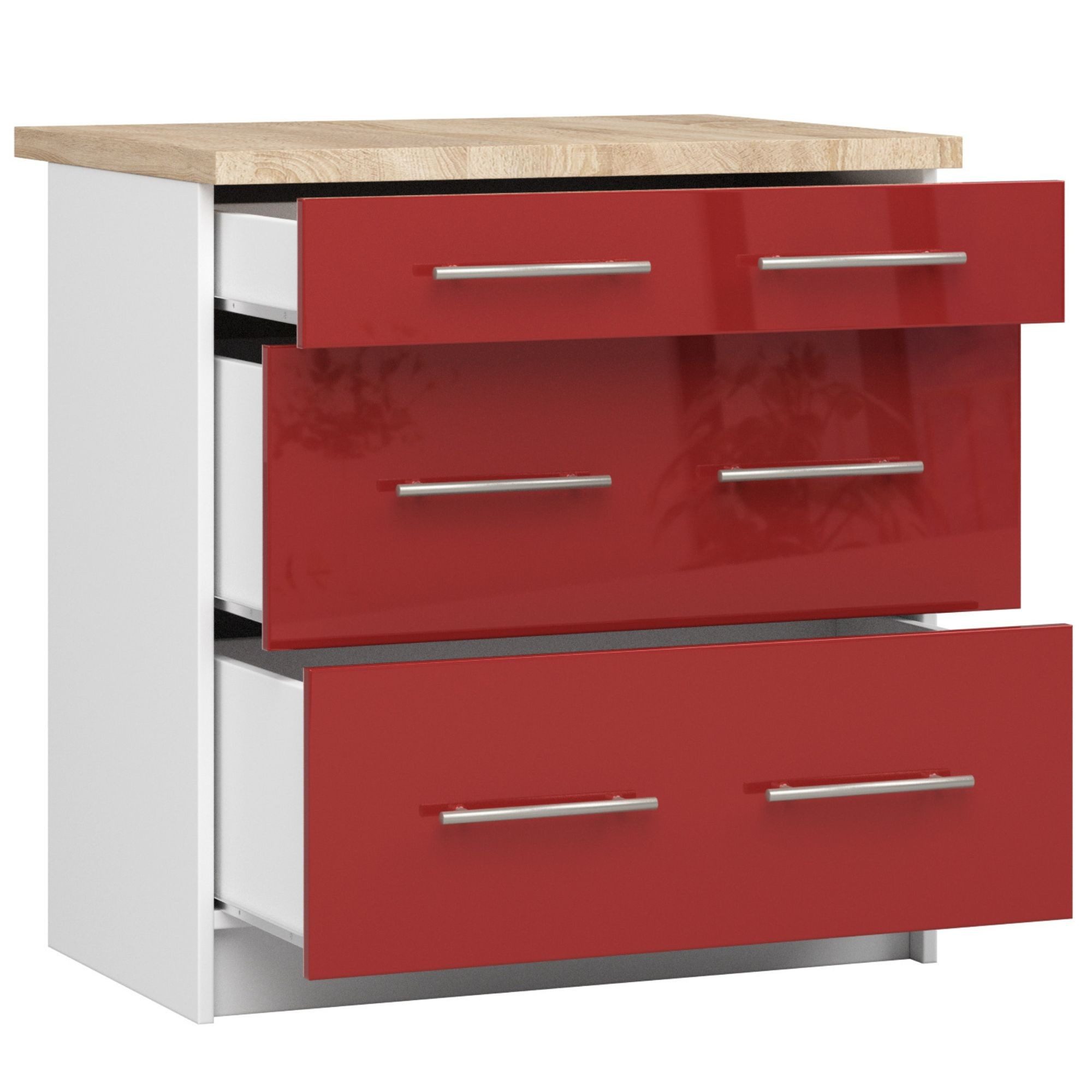 Raumhirsch Furniture Unterschrank Moderner Küchenunterschrank - 3 Schubladen - Küchenmodul (viele Farbvarianten, Maße 60 x 80 x 46 cm) - Hochwertig & stabil