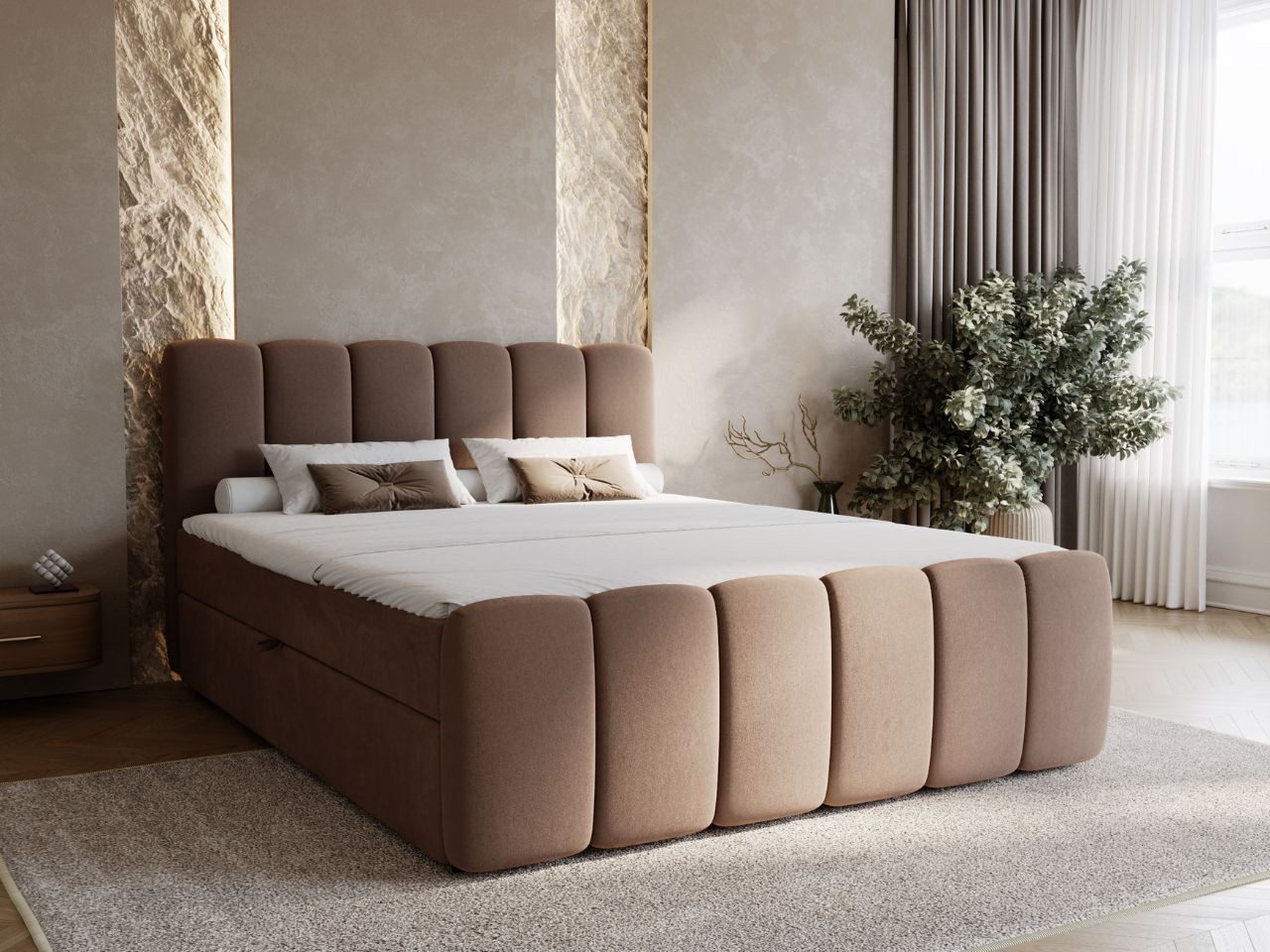 GrainGold Boxspringbett Cloud (Set, Boxspringbett, Bettkästen, Topper), mit zwei Bettkästen und Topper, Bonell-Matratze, Modern Stil