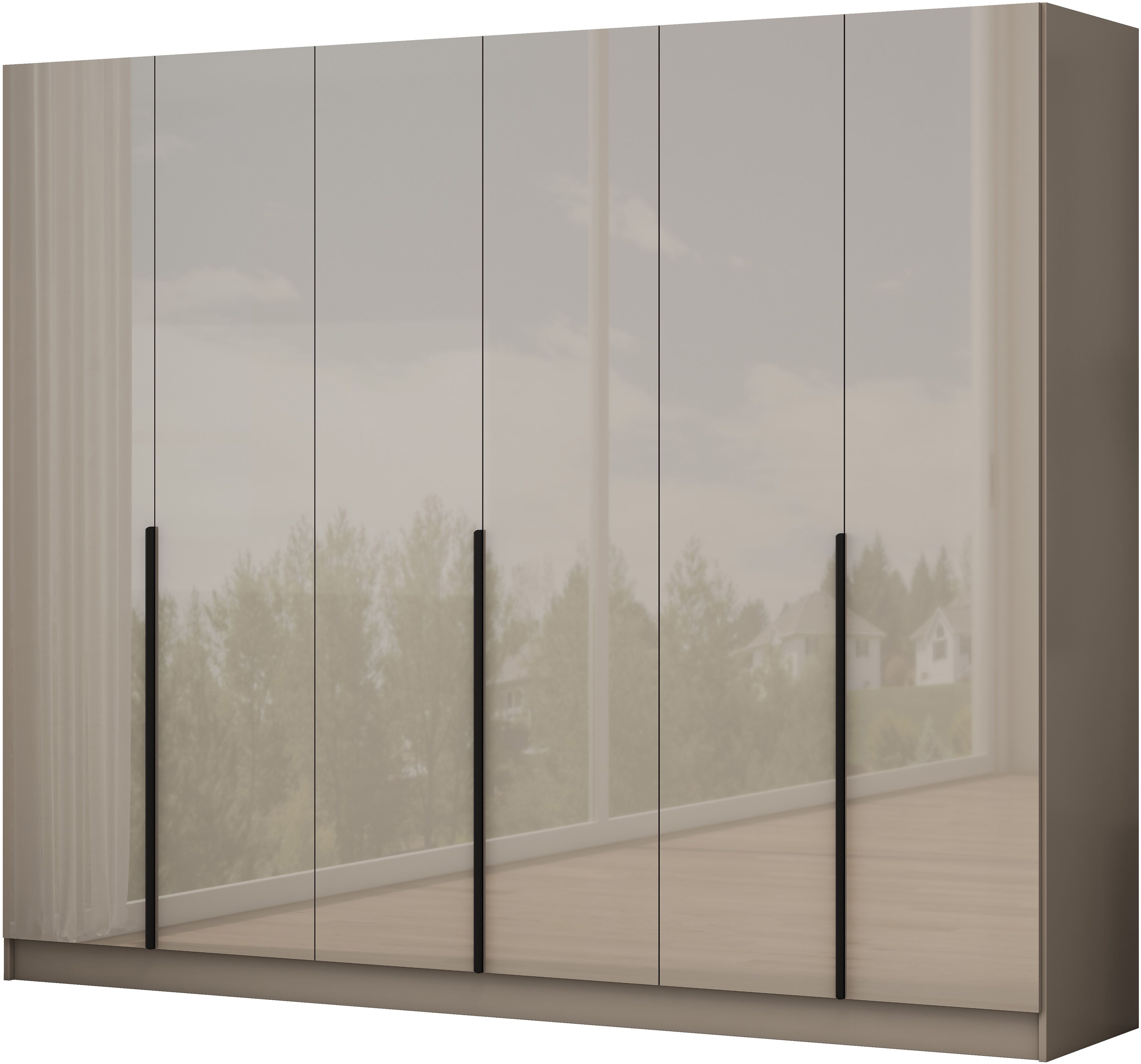 OTTO home Kleiderschrank Annor Schlafzimmerschrank Breite 242cm hochglanz Schrank Garderobe (mit 2 großen Innenspiegeln an den Türinnenseiten) Drehtürenschrank  – Bild 2 von 5
