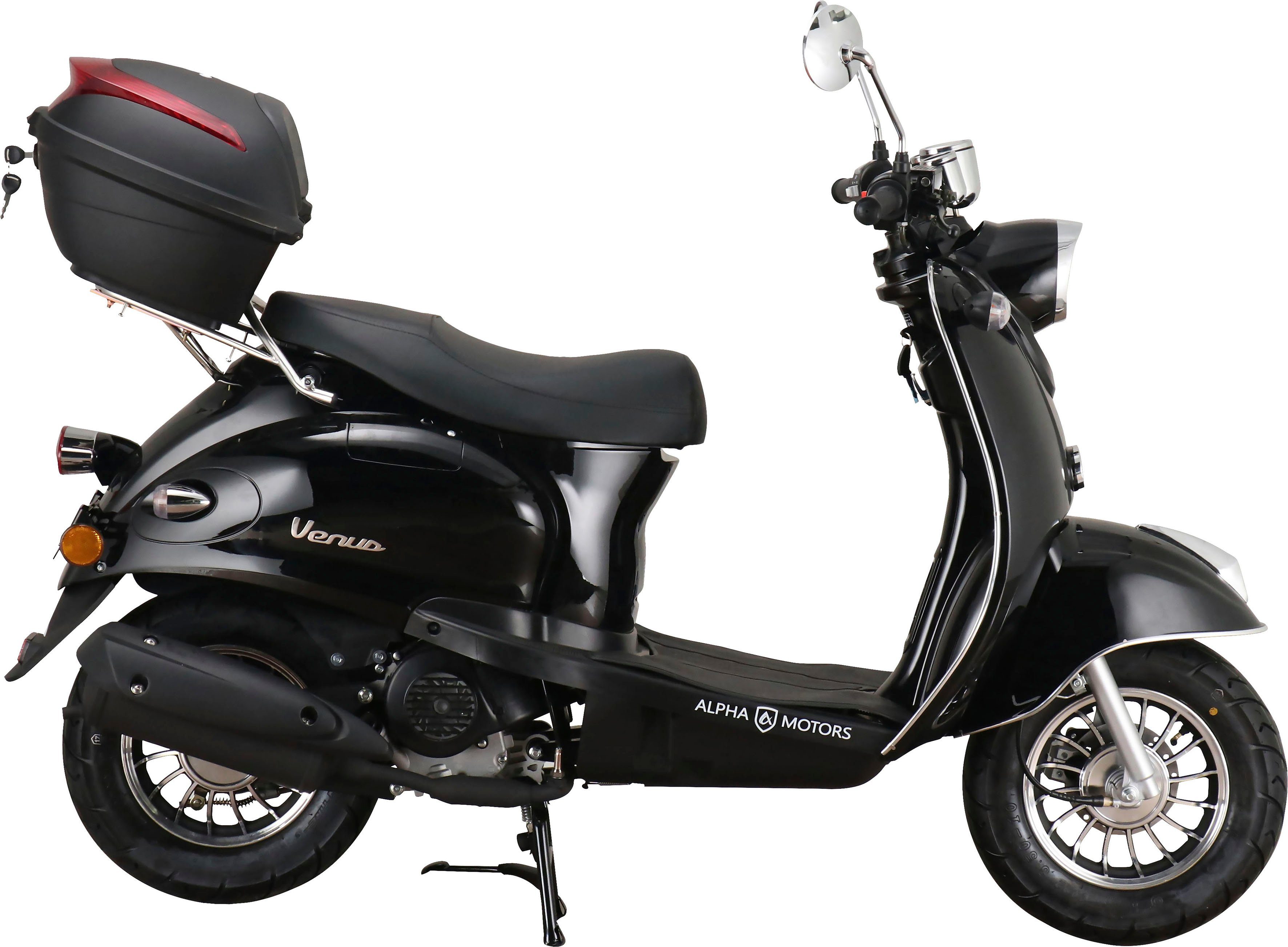 Alpha Motors Motorroller Venus, 50 ccm, 45 km/h, Euro 5, (mit Topcase), im Retro-Look