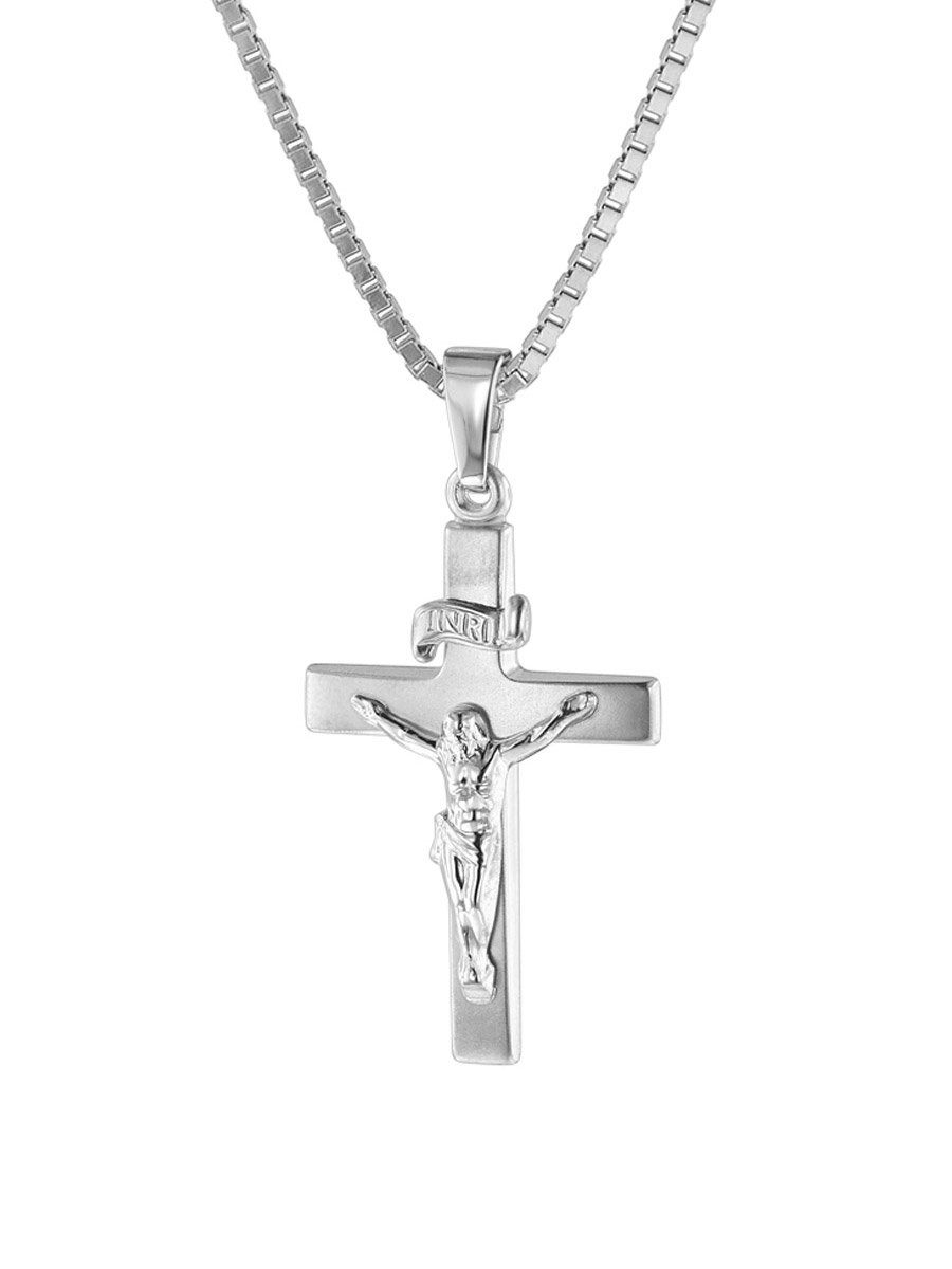 trendor Kette mit Anhänger Kruzifix-Anhänger 24 mm Weißgold 585 / 14 Karat günstig online kaufen
