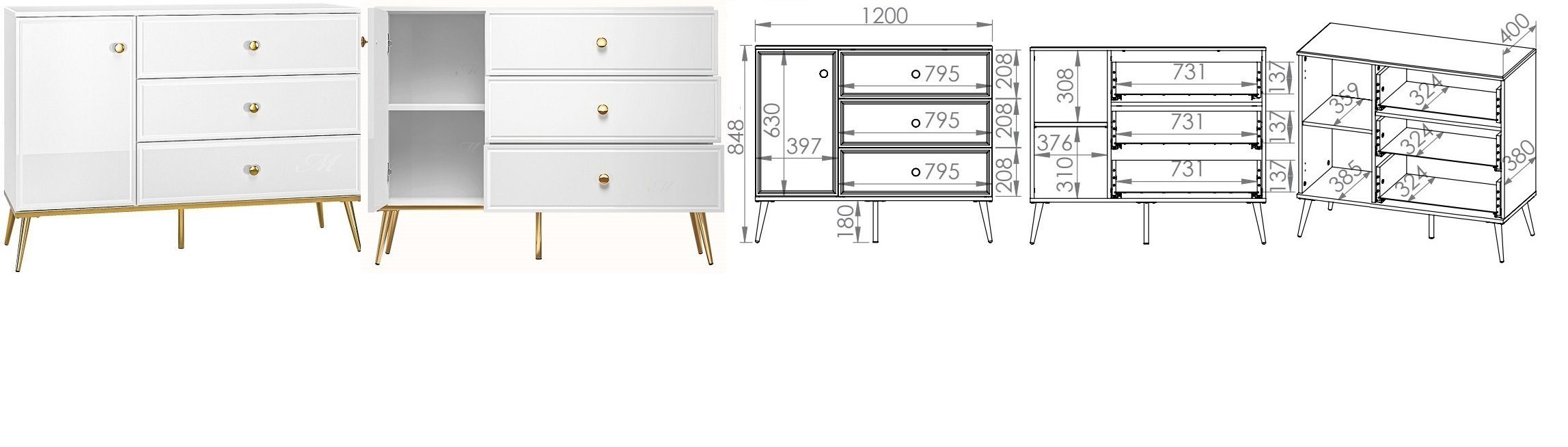 Möbel Schubladen mit GOLDIN Kommode 05 Marmex