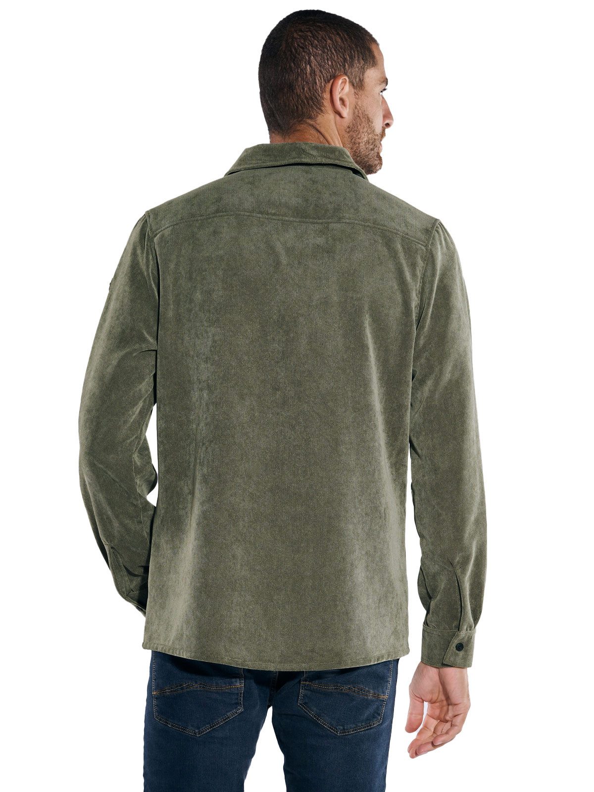 Engbers Langarmhemd Herren Overshirt uni, Oliv günstig online kaufen