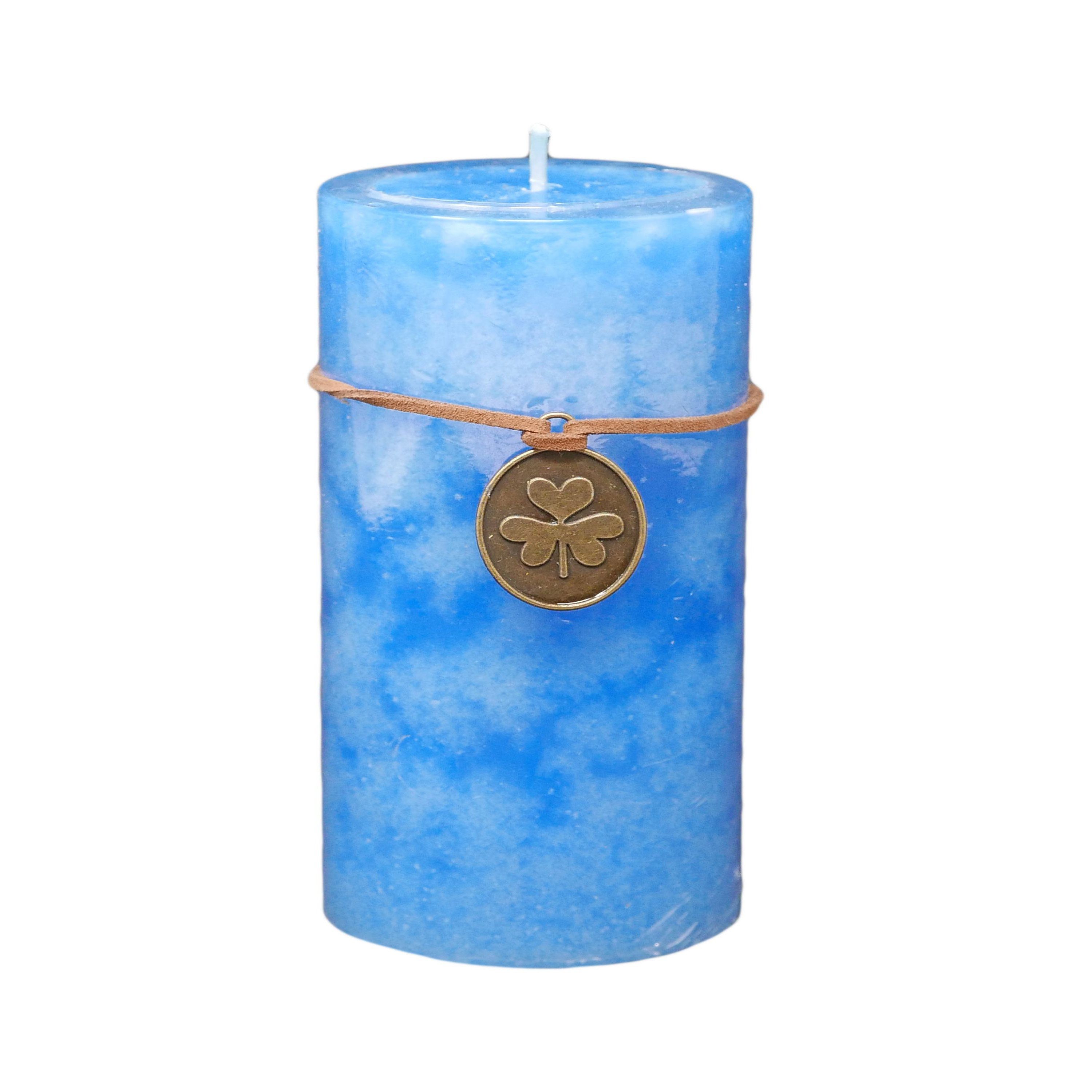 B&S Stumpenkerze Trendkerze durchgefärbt marmoriert türkis günstig online kaufen