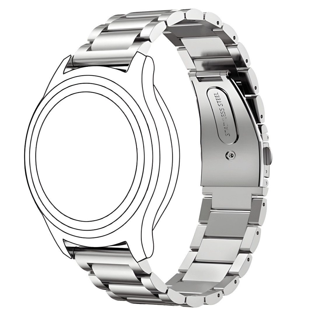 SmartUP Smartwatch-Armband 18mm / 20mm / 22mm Stegbreite Metall Gliederarmband Edelstahl Ersatz, inklusive Kürzwerkzeug